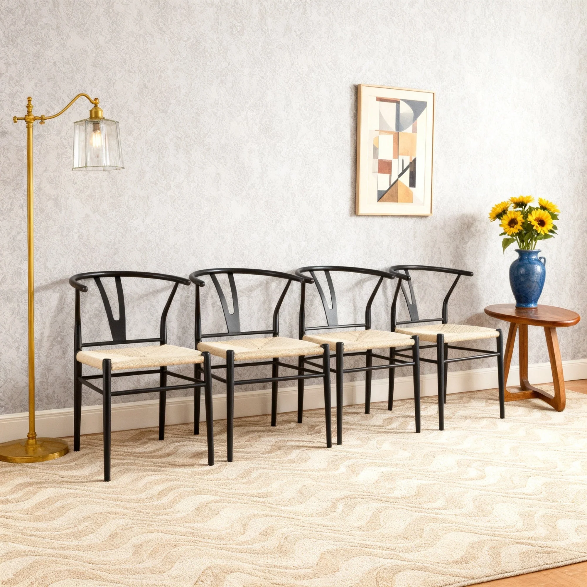 Wesborn Chair - Y-Shaped Medieval Style Armchair for Dining Table, Set of 4 - Image 2