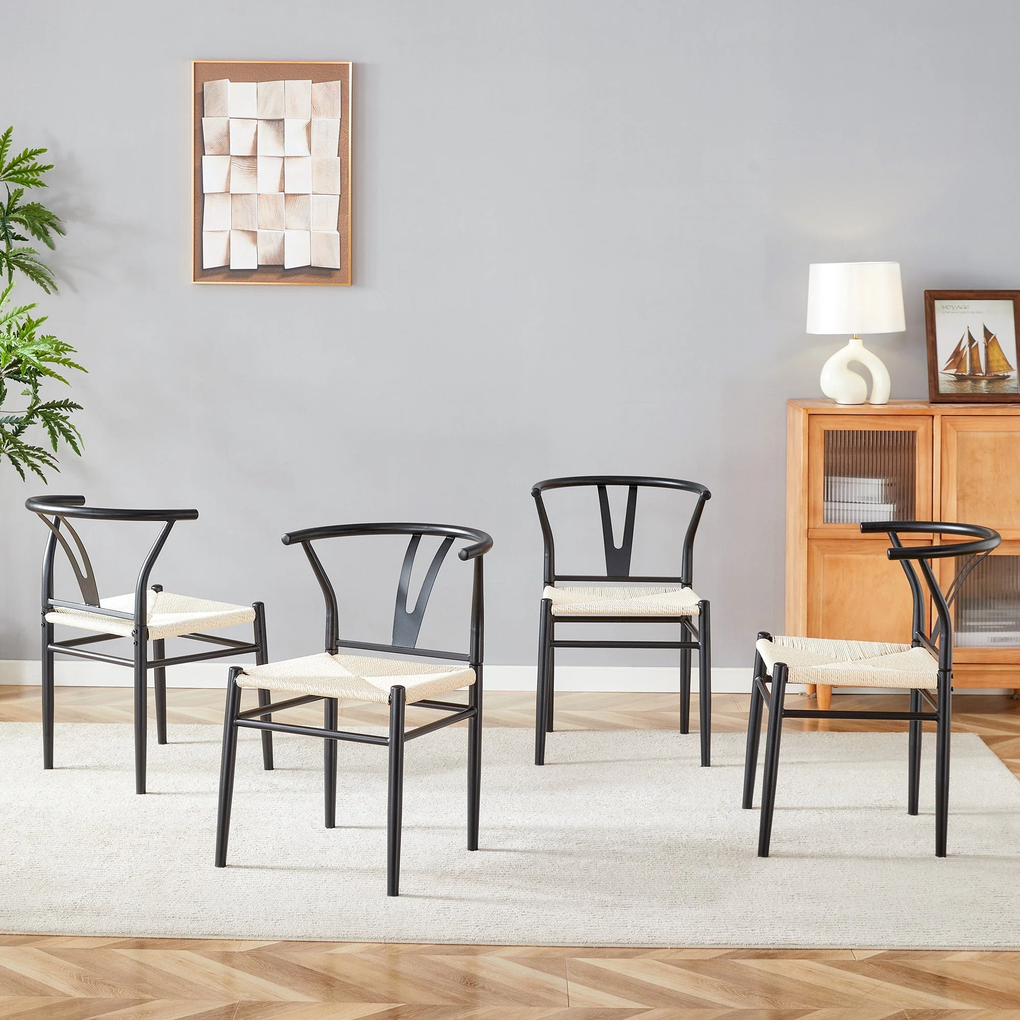 Wesborn Chair - Y-Shaped Medieval Style Armchair for Dining Table, Set of 4 - Image 3