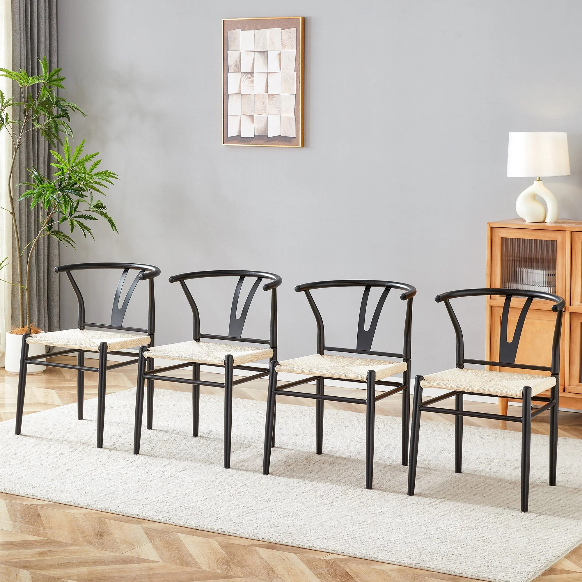 Wesborn Chair - Y-Shaped Medieval Style Armchair for Dining Table, Set of 4 - Image 4