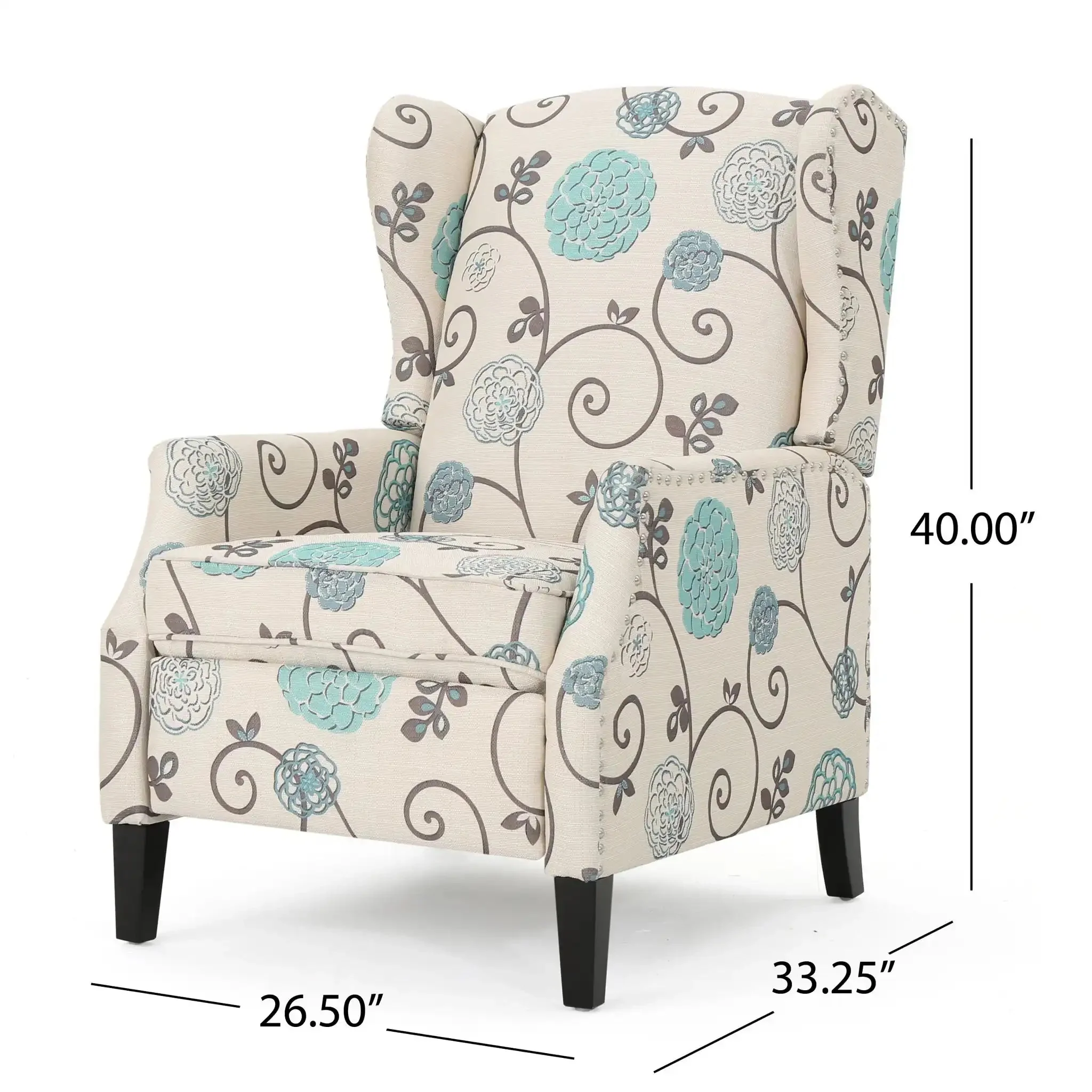 Westeros Wing Back Fabric Upholstered Recliner - Image 10