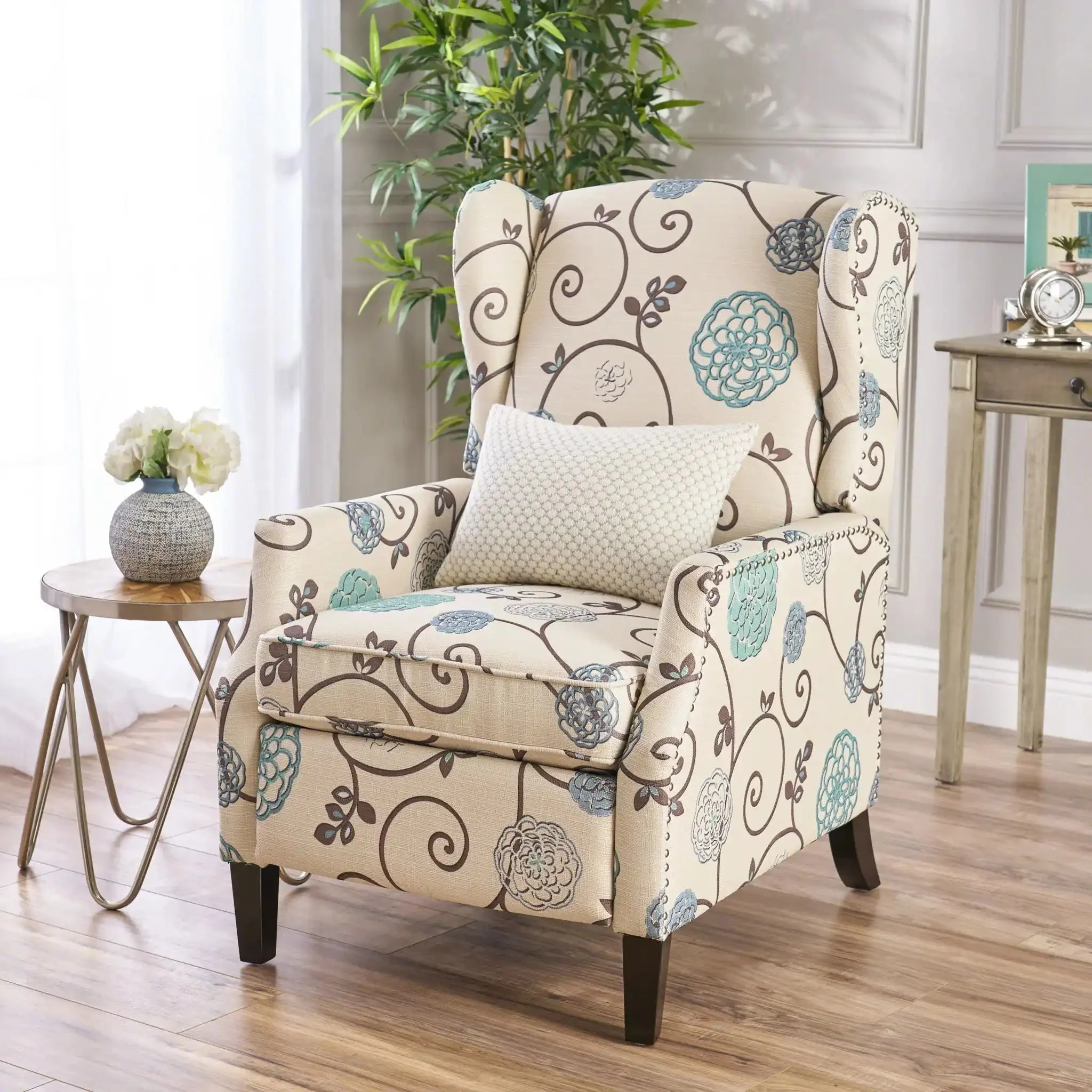 Westeros Wing Back Fabric Upholstered Recliner - Image 13