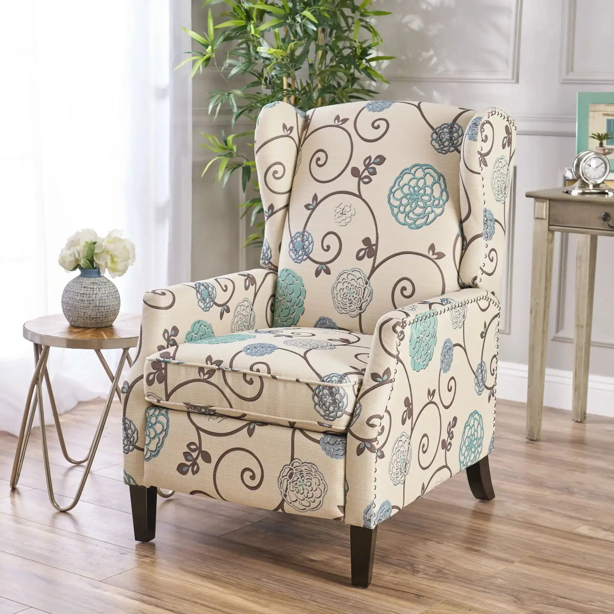 Westeros Wing Back Fabric Upholstered Recliner - Image 14
