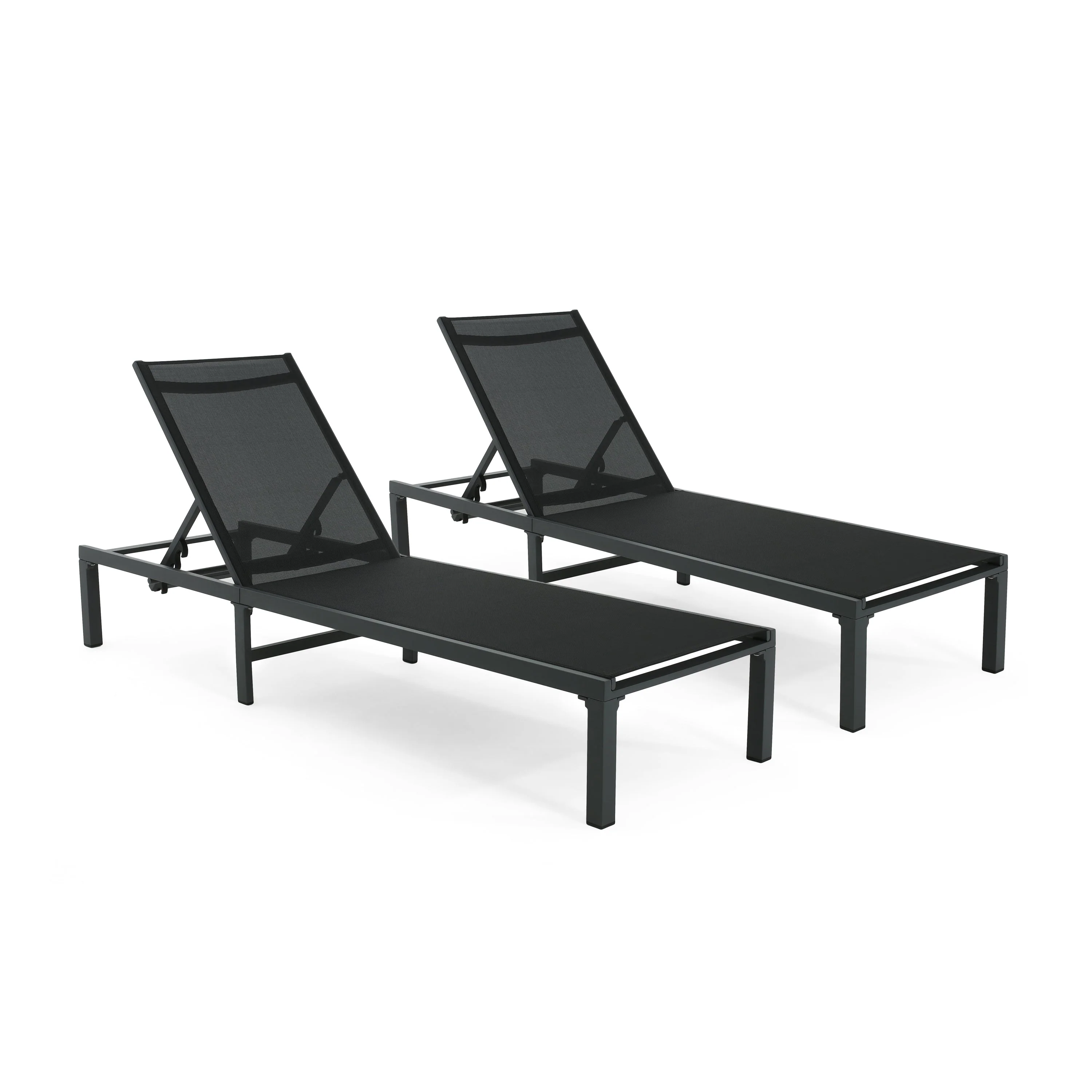 Westport Adjustable Outdoor Chaise Lounge Set of 2 Black Aluminum Frame - Image 5