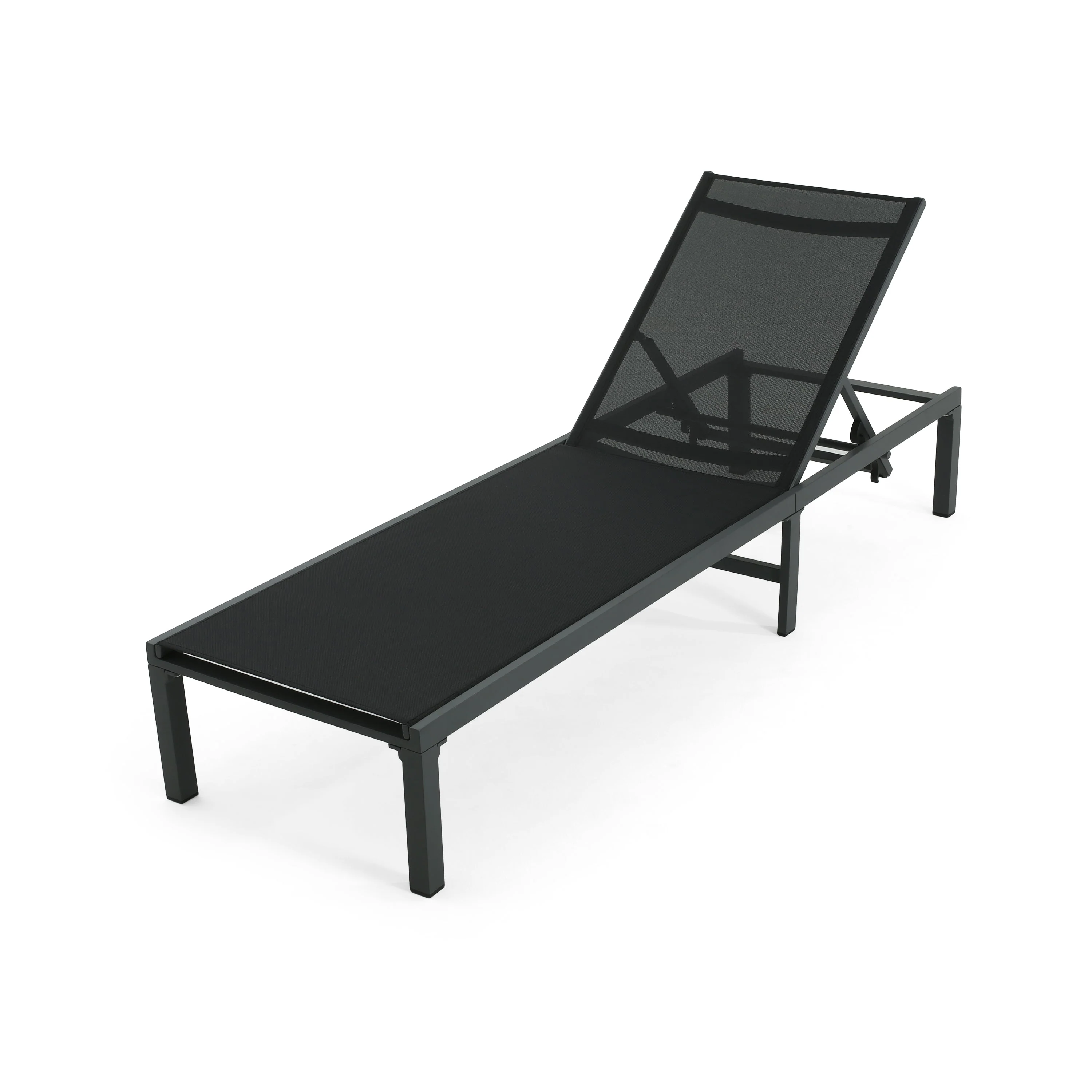 Westport Adjustable Outdoor Chaise Lounge Set of 2 Black Aluminum Frame - Image 9