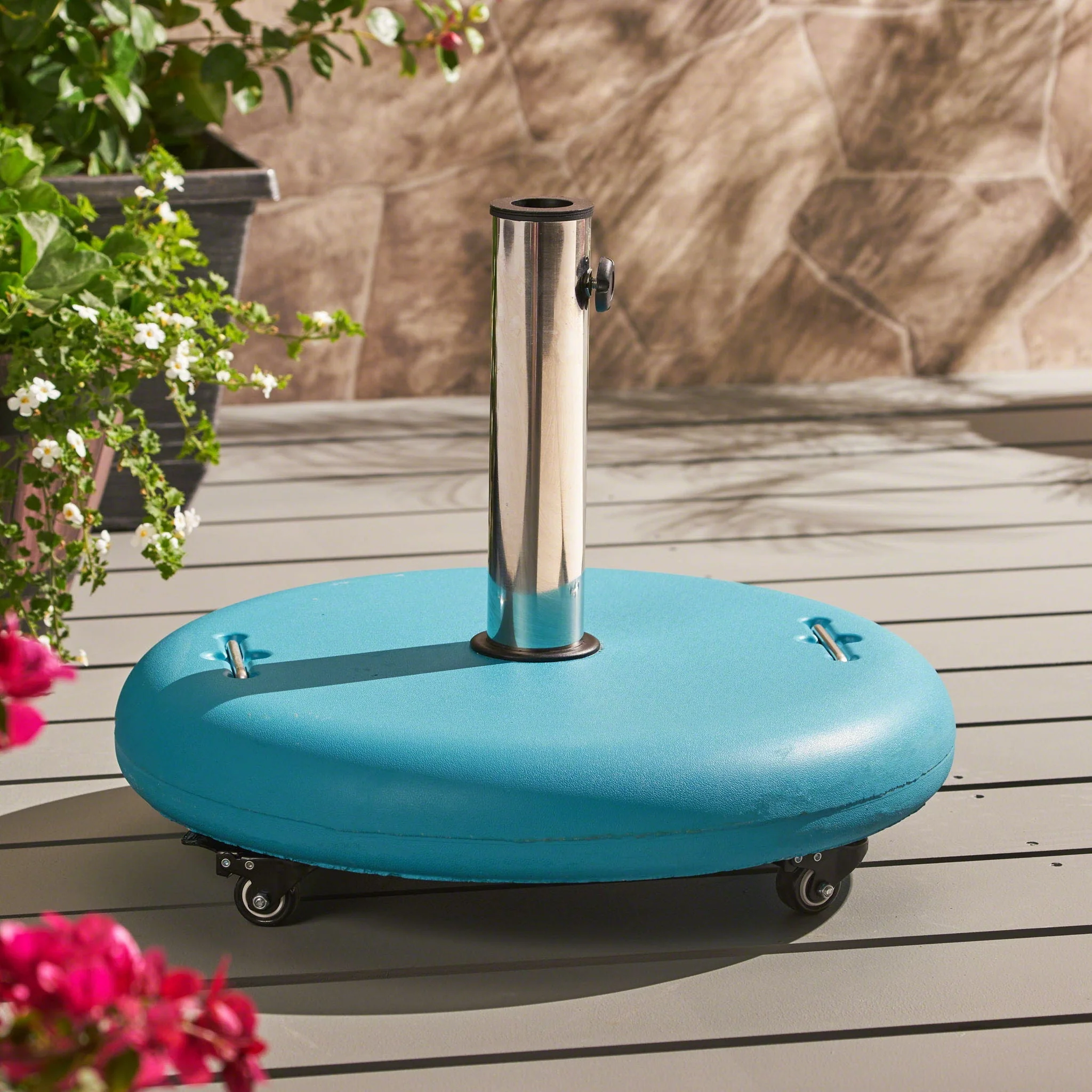 Wheelie Round Umbrella Base With Stainless Steel Holder - Image 9