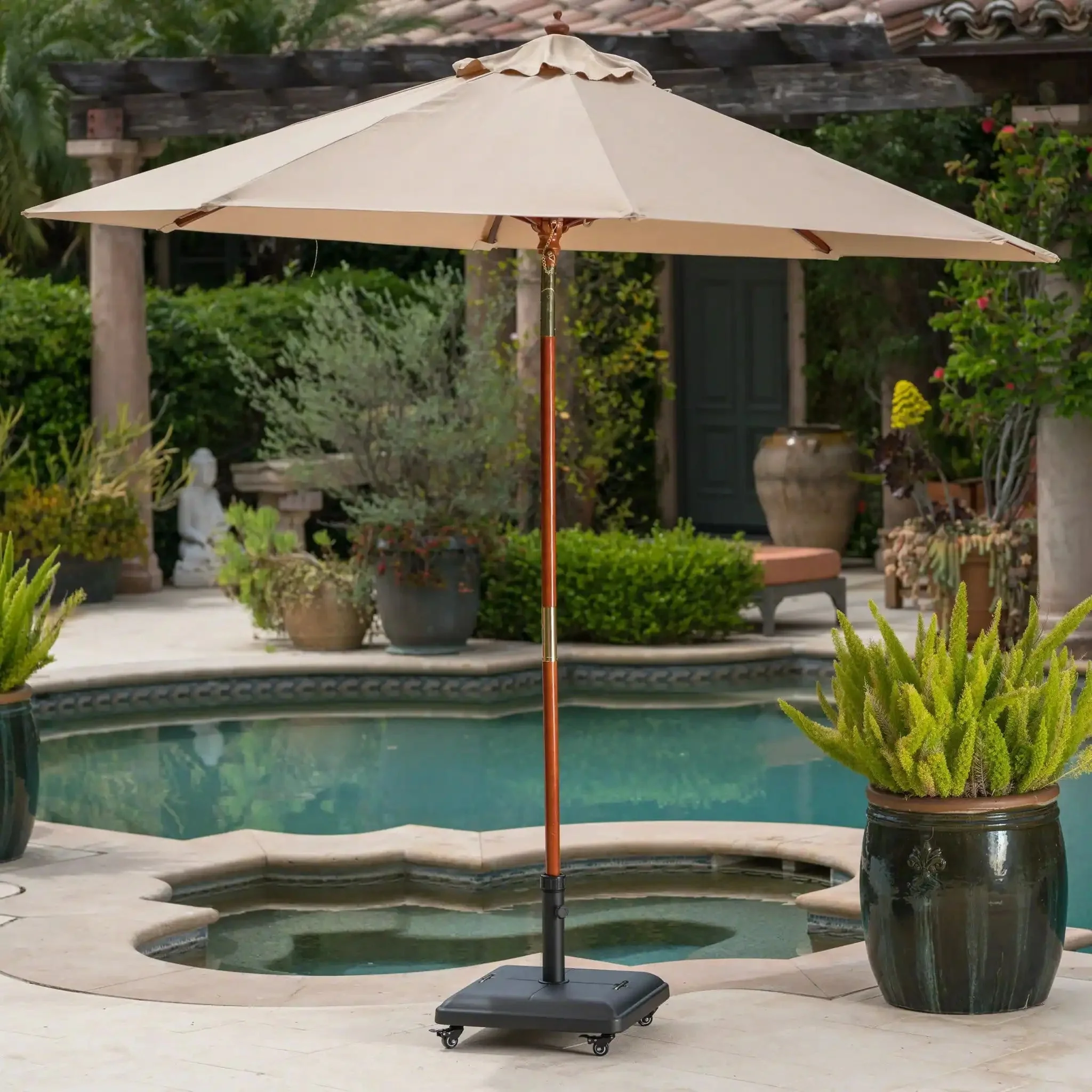 Wheelie - Stylish Square Umbrella Base With Stainless Steel Pole Handle - Image 3