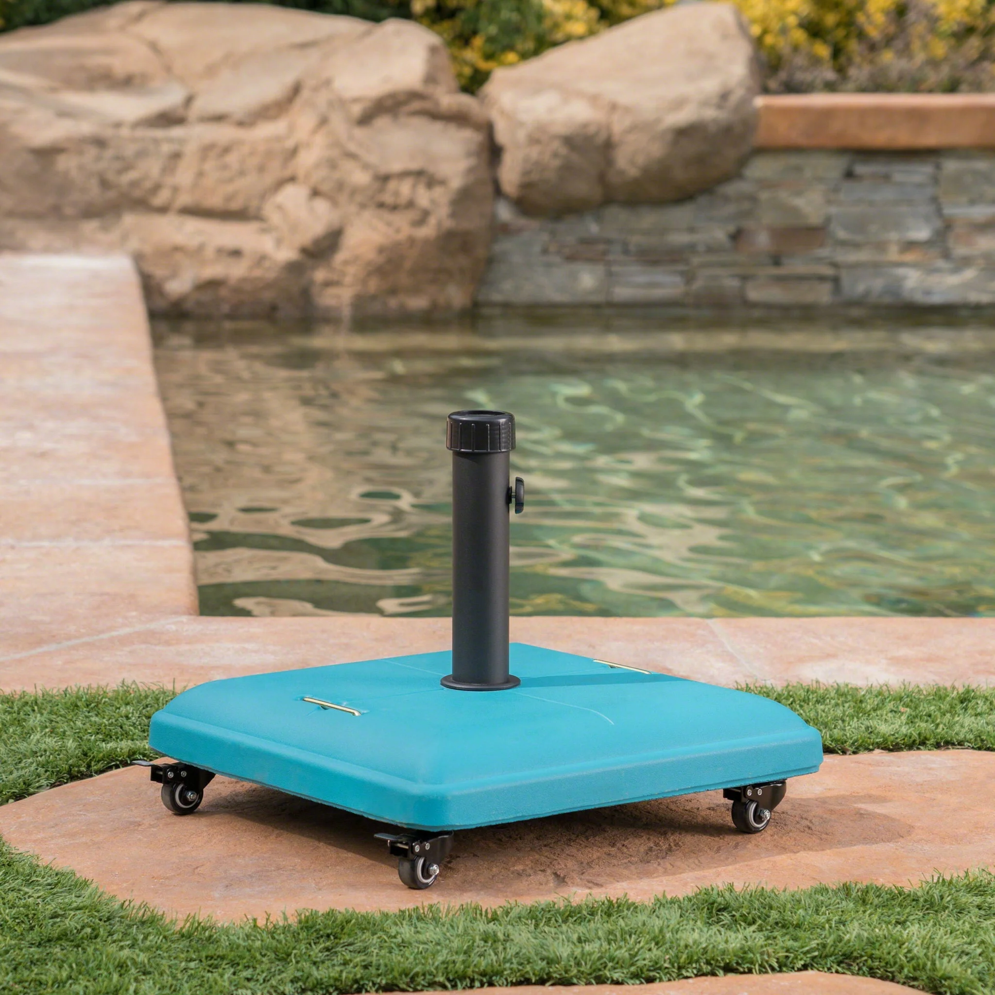 Wheelie - Stylish Square Umbrella Base With Stainless Steel Pole Handle - Image 5