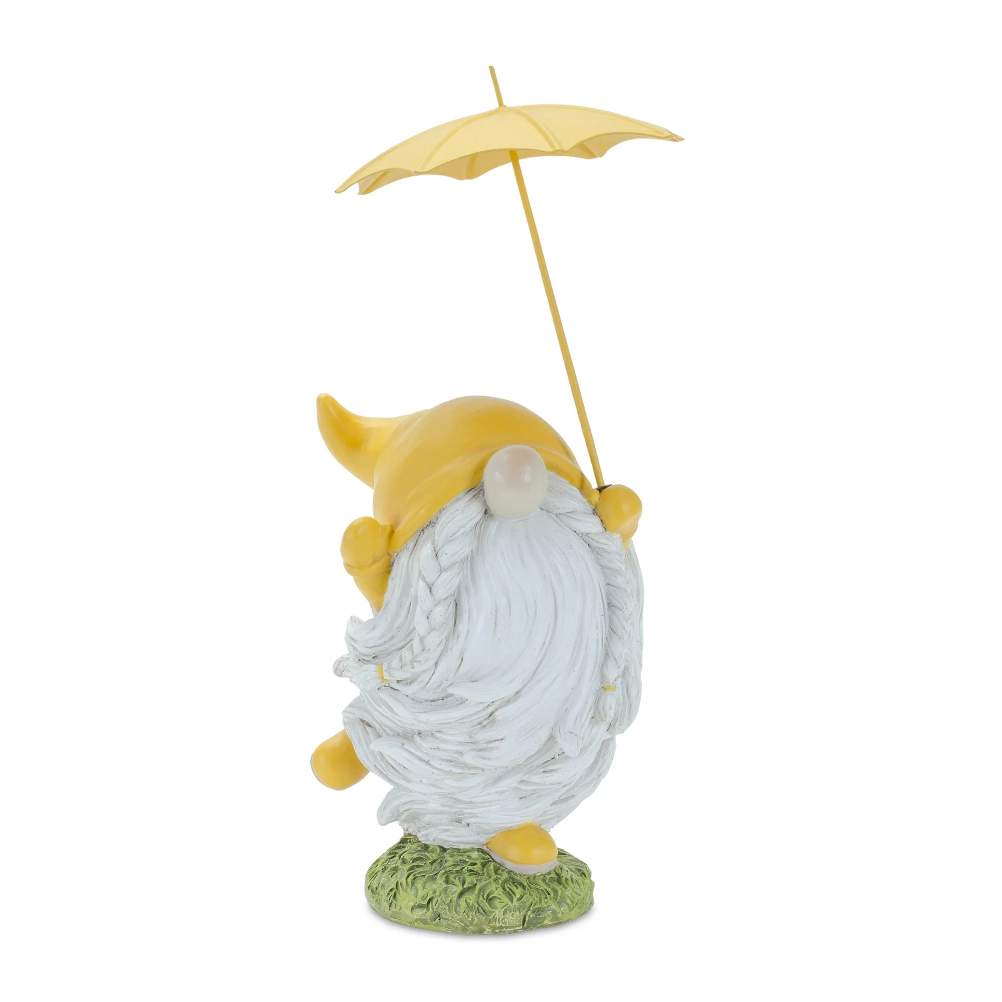 Whimsical dancing garden gnome figurine with umbrella (set of 2) - Image 3