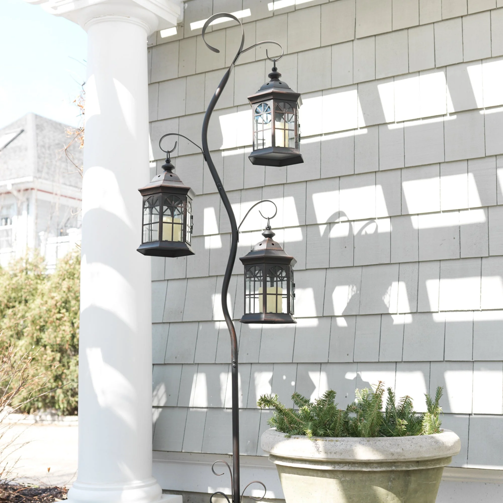 Whimsical Metal Lantern Tree with 3 Candle Holders 6'H - Image 2