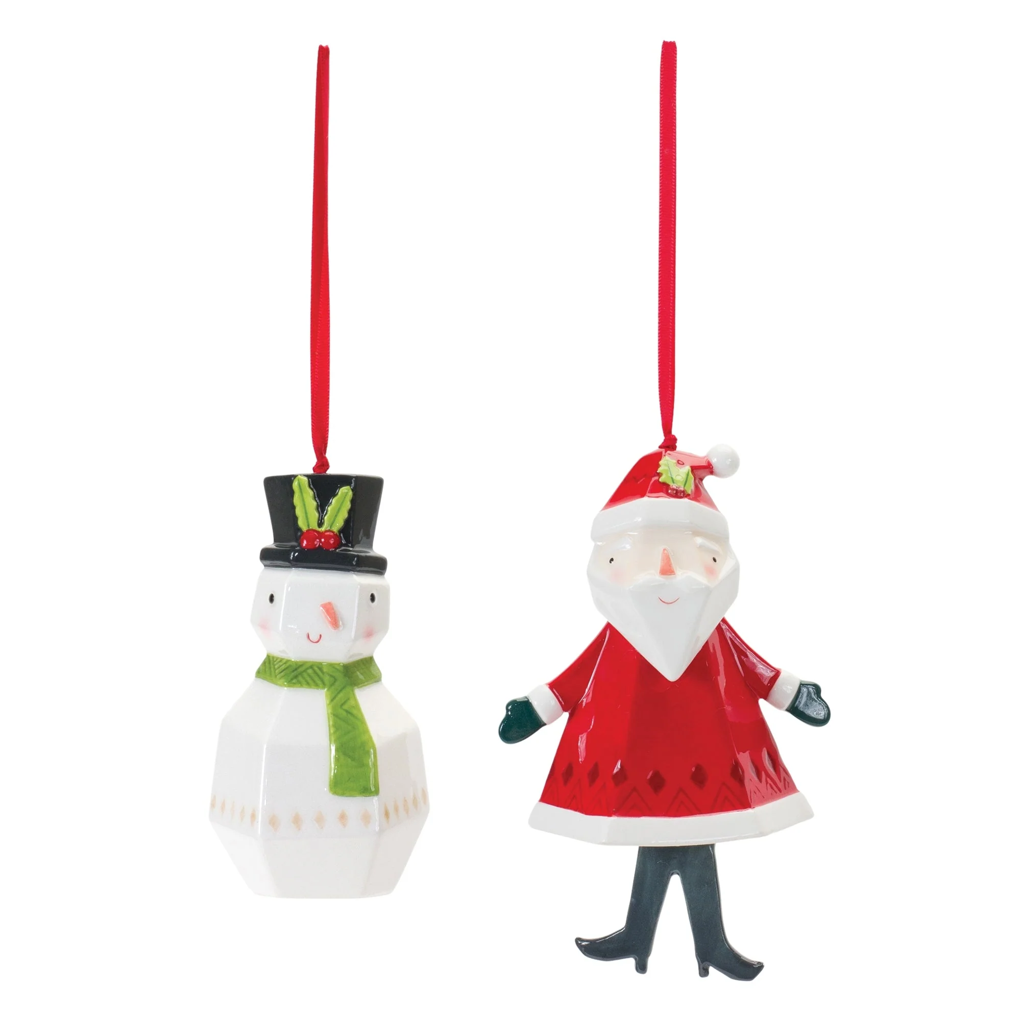 Whimsical Santa and Snowman Ornament (Set of 6) - Image 2