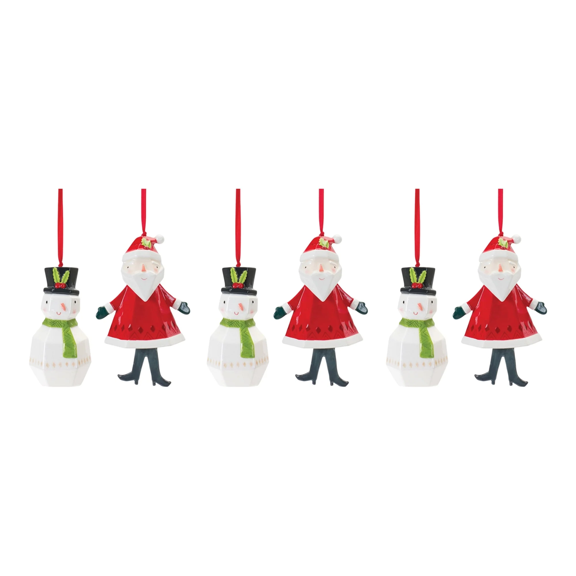 Whimsical Santa and Snowman Ornament (Set of 6) - Image 5