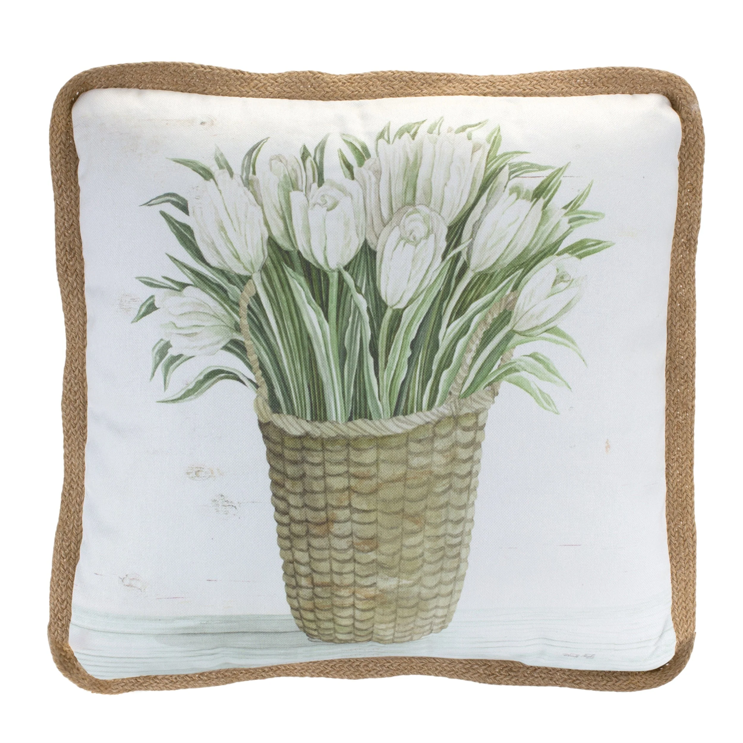 White Floral Basket Throw Pillow (Set of 2) - Image 2