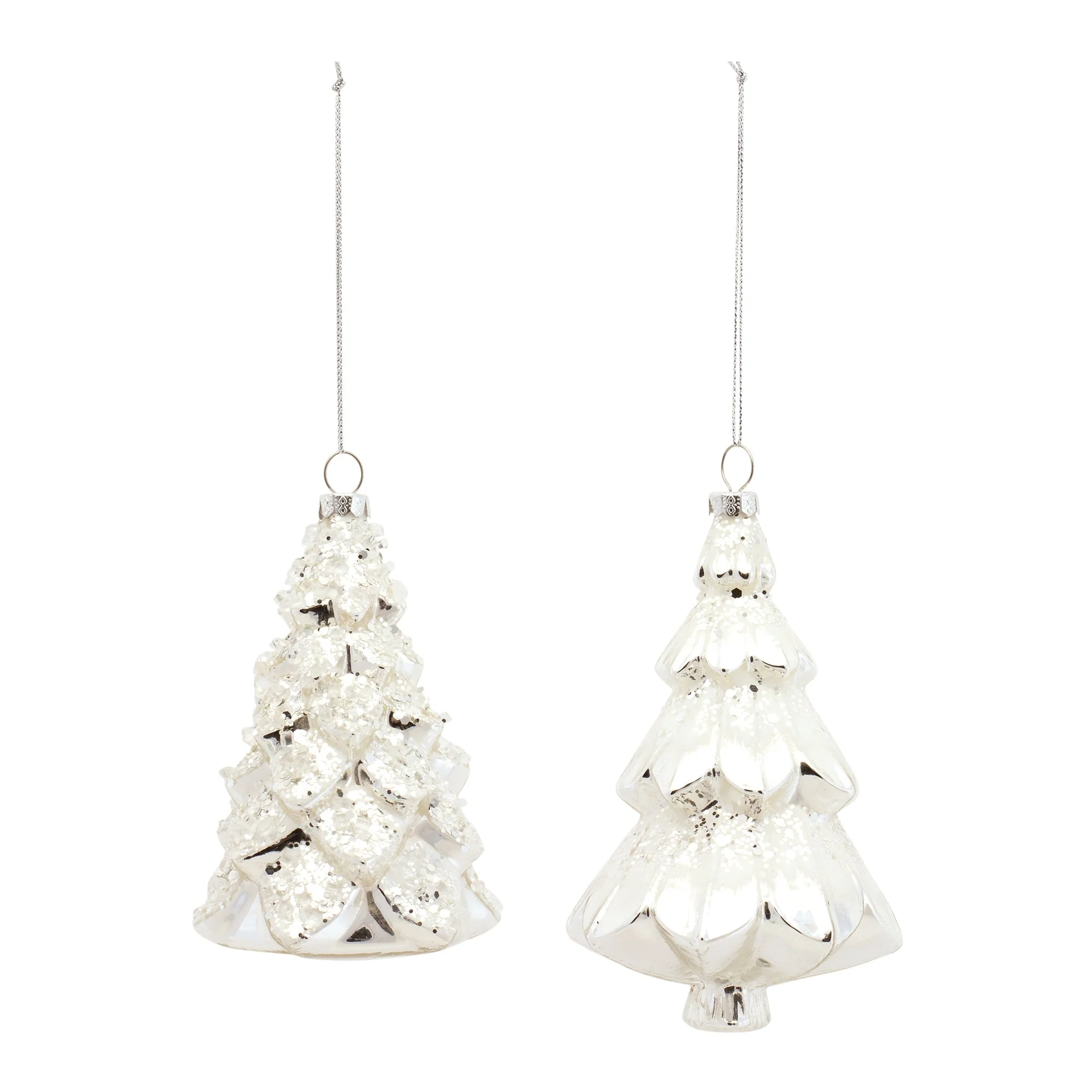 White Frosted Pine Tree Ornament (Set of 6) - Image 2