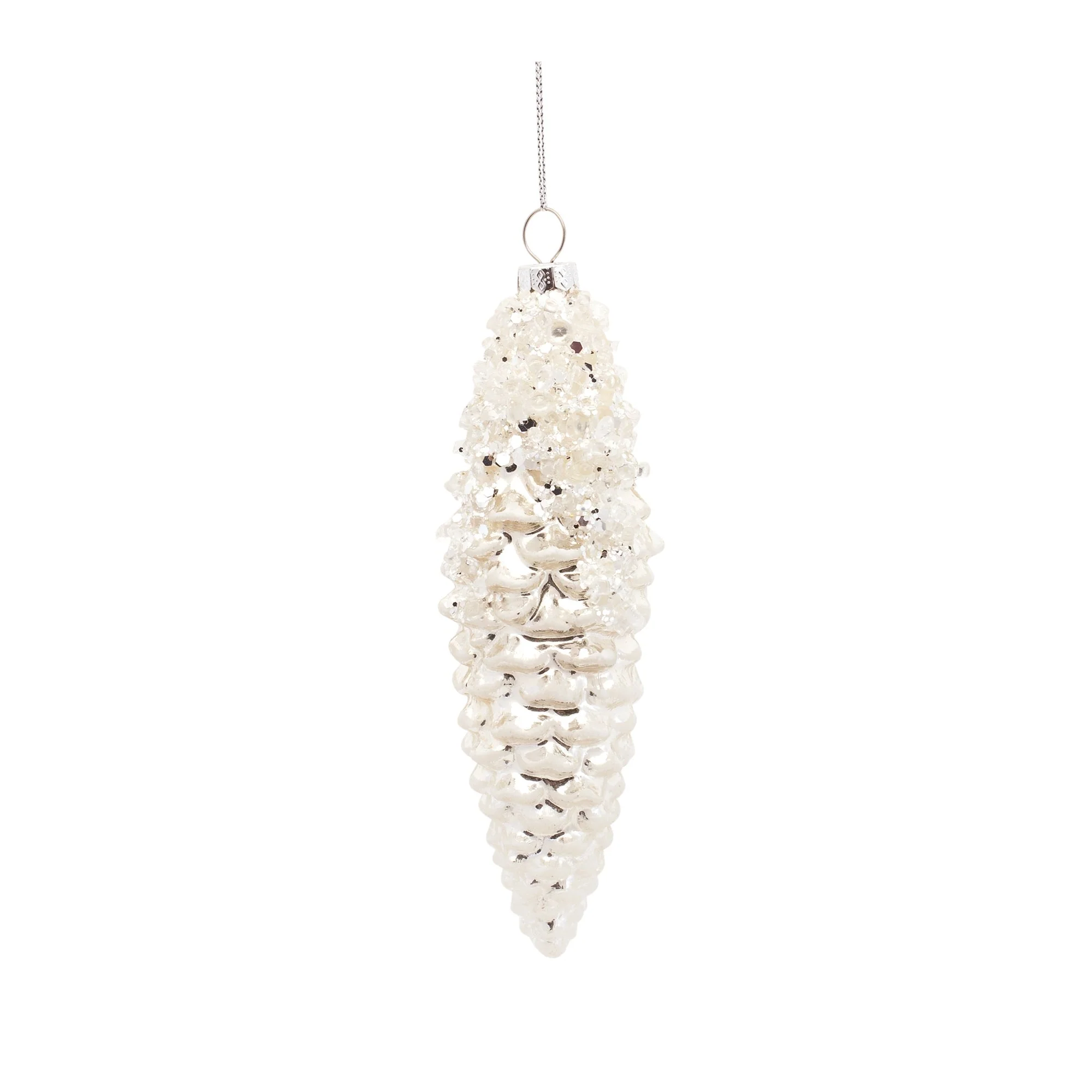 White Frosted Pinecone Drop Ornament (Set of 12) - Image 3