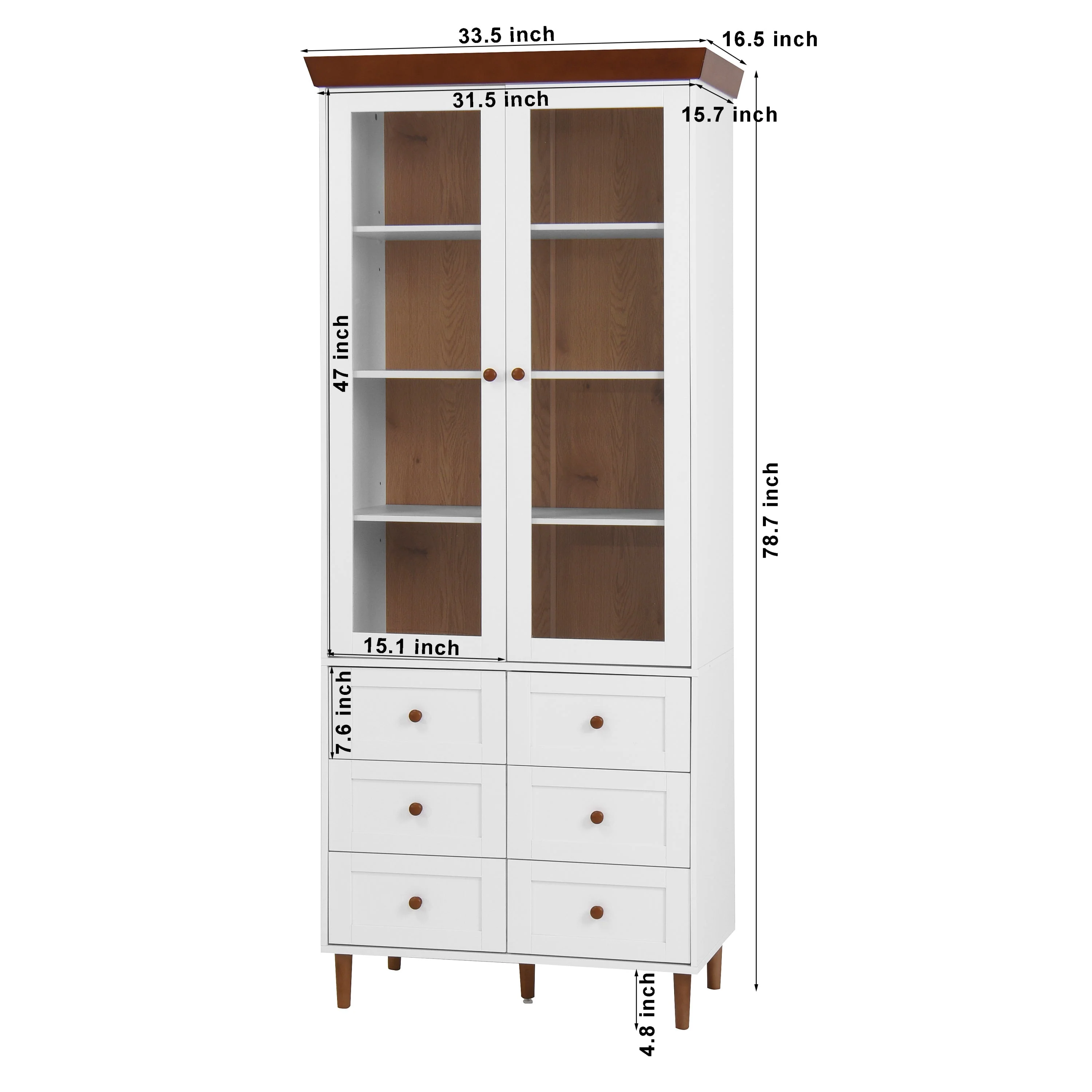 White MDF Display Storage Cabinet with Glass Doors and Adjustable Shelves - Image 14