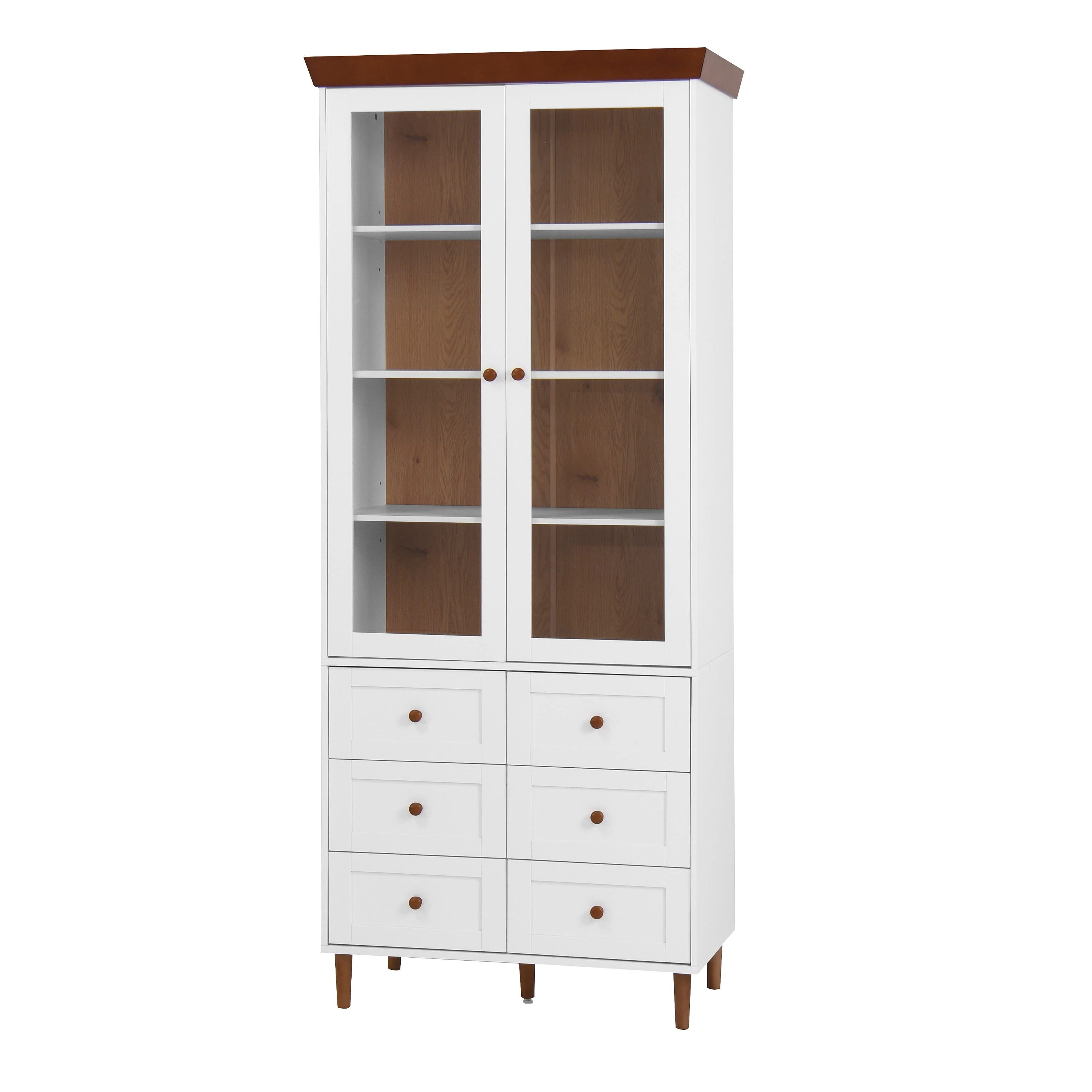 White MDF Display Storage Cabinet with Glass Doors and Adjustable Shelves - Image 16
