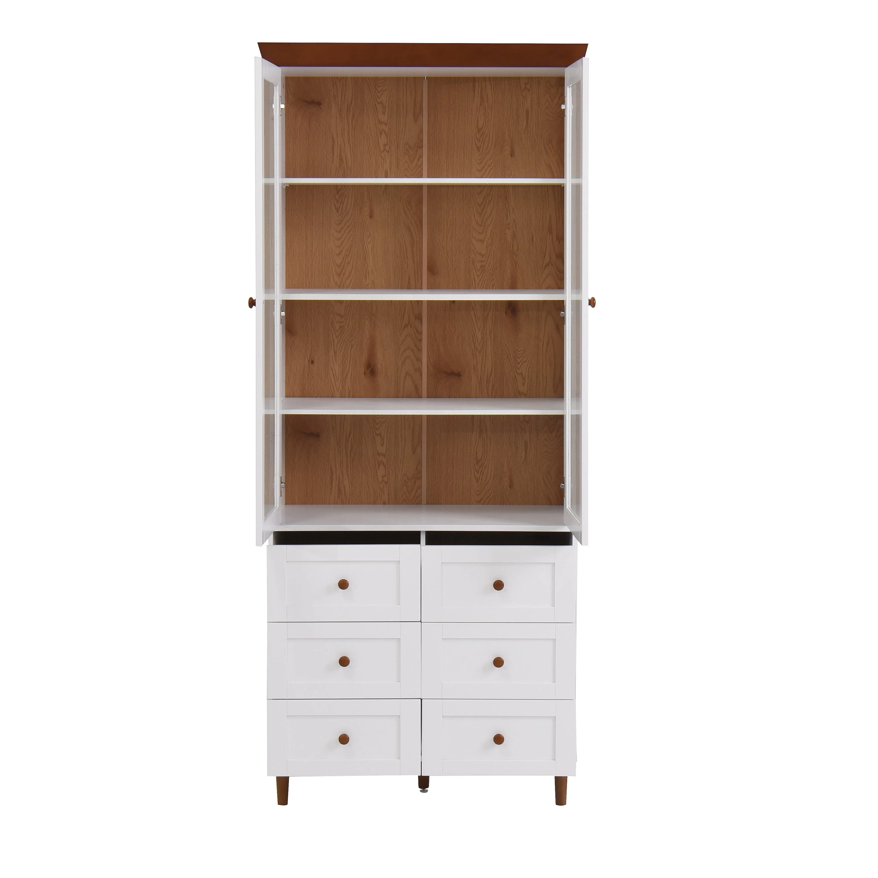 White MDF Display Storage Cabinet with Glass Doors and Adjustable Shelves - Image 17