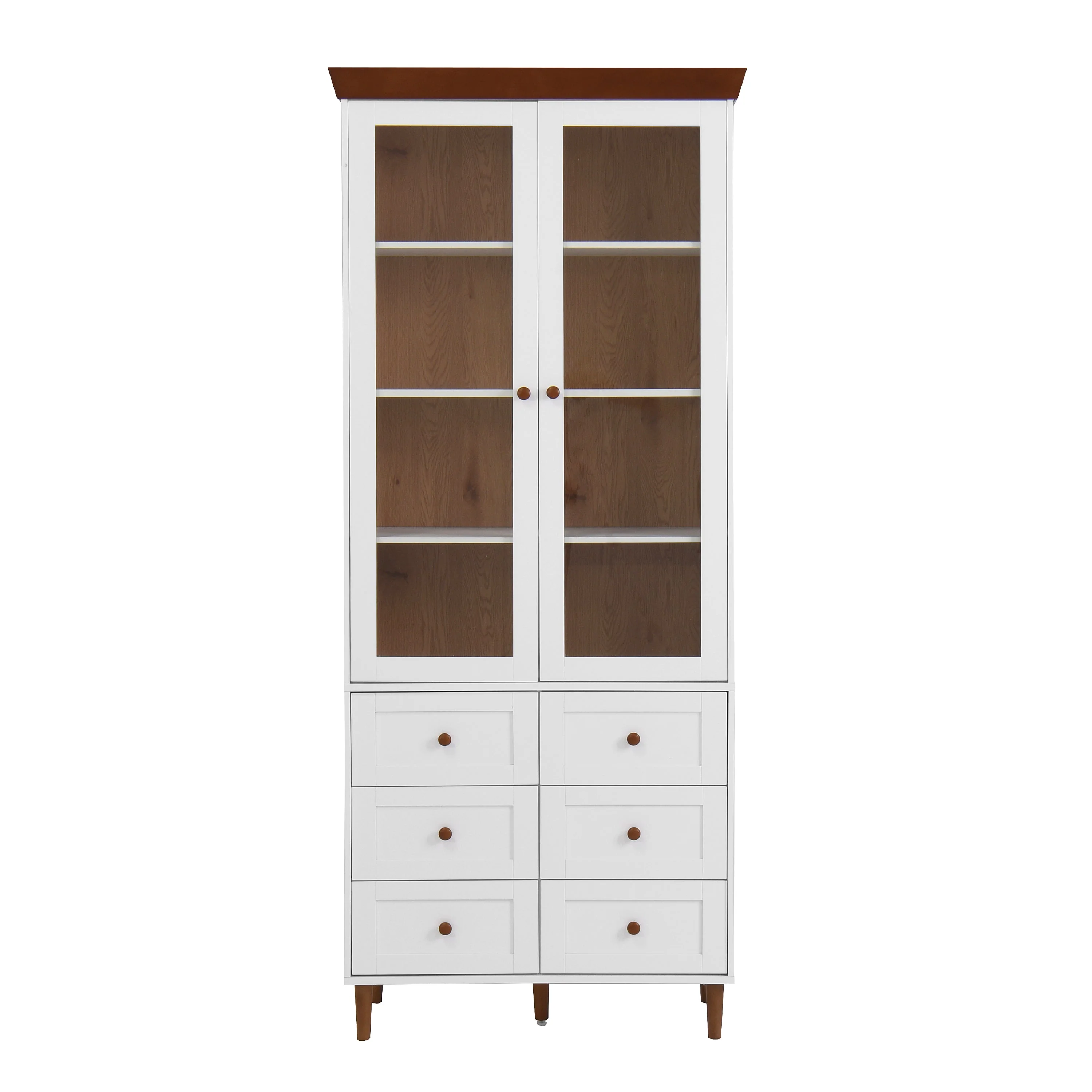 White MDF Display Storage Cabinet with Glass Doors and Adjustable Shelves - Image 23