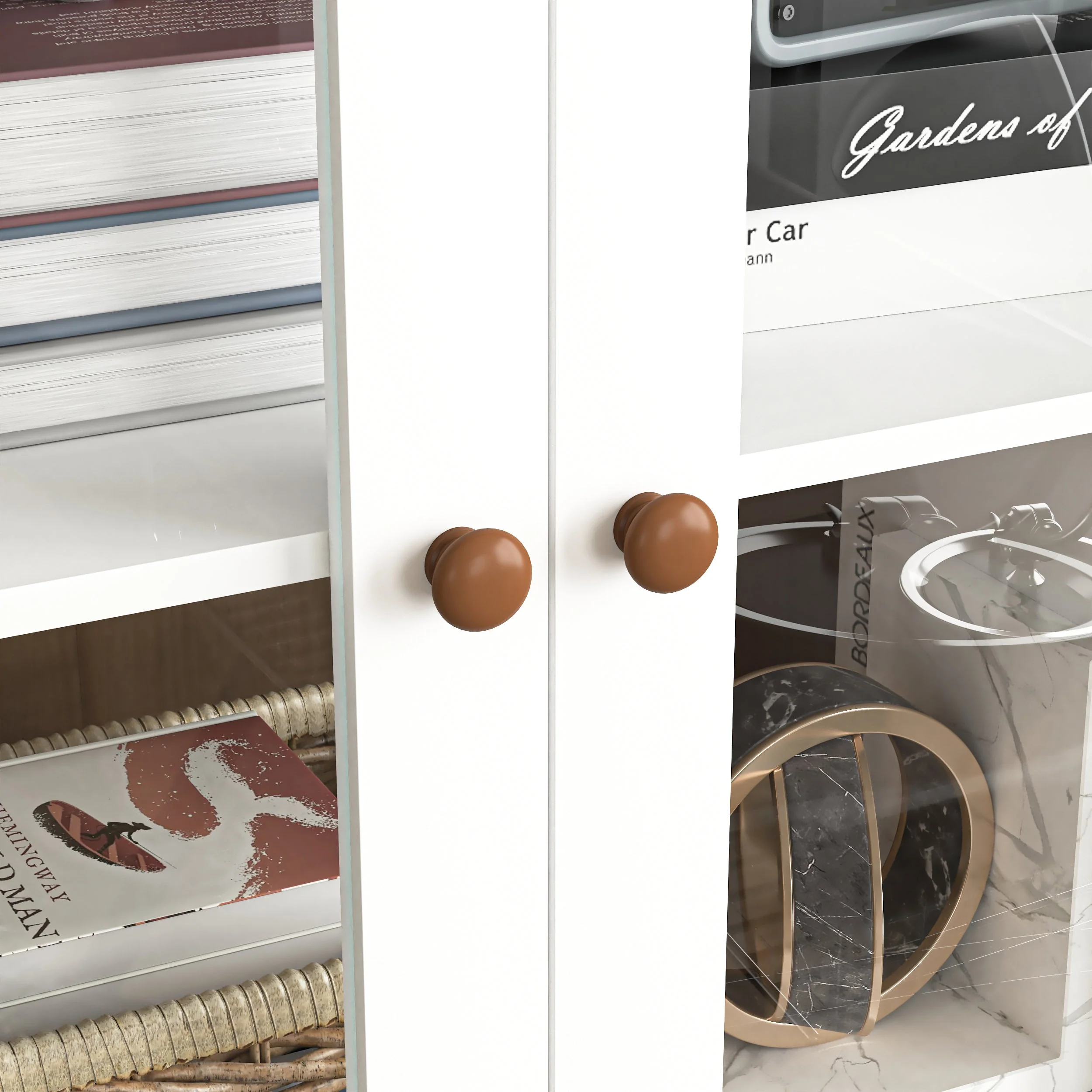 White MDF Display Storage Cabinet with Glass Doors and Adjustable Shelves - Image 9
