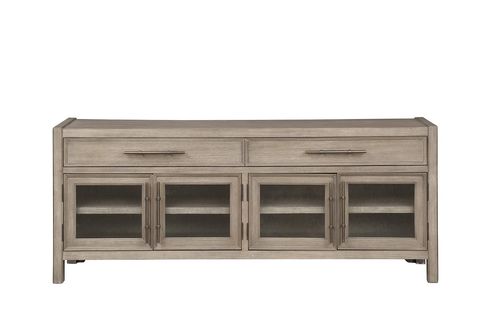 White Oak TV Console with Seeded Glass Doors - Image 2