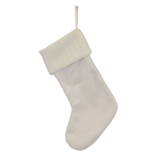 White Plush Cable Knit Stocking - Image 3