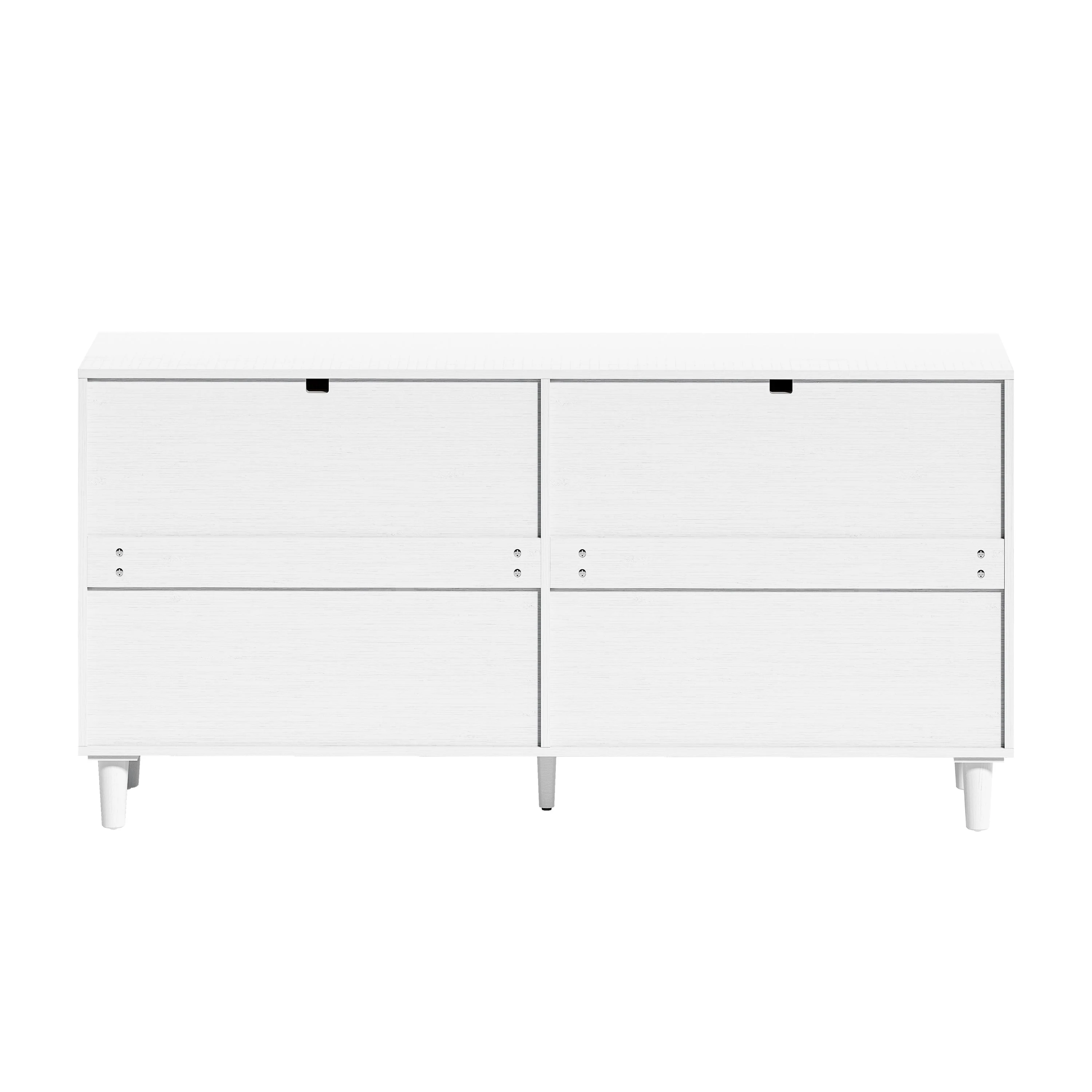 White Rattan Dresser with 6 Drawers, Metal Handles & Wood Legs - Image 8