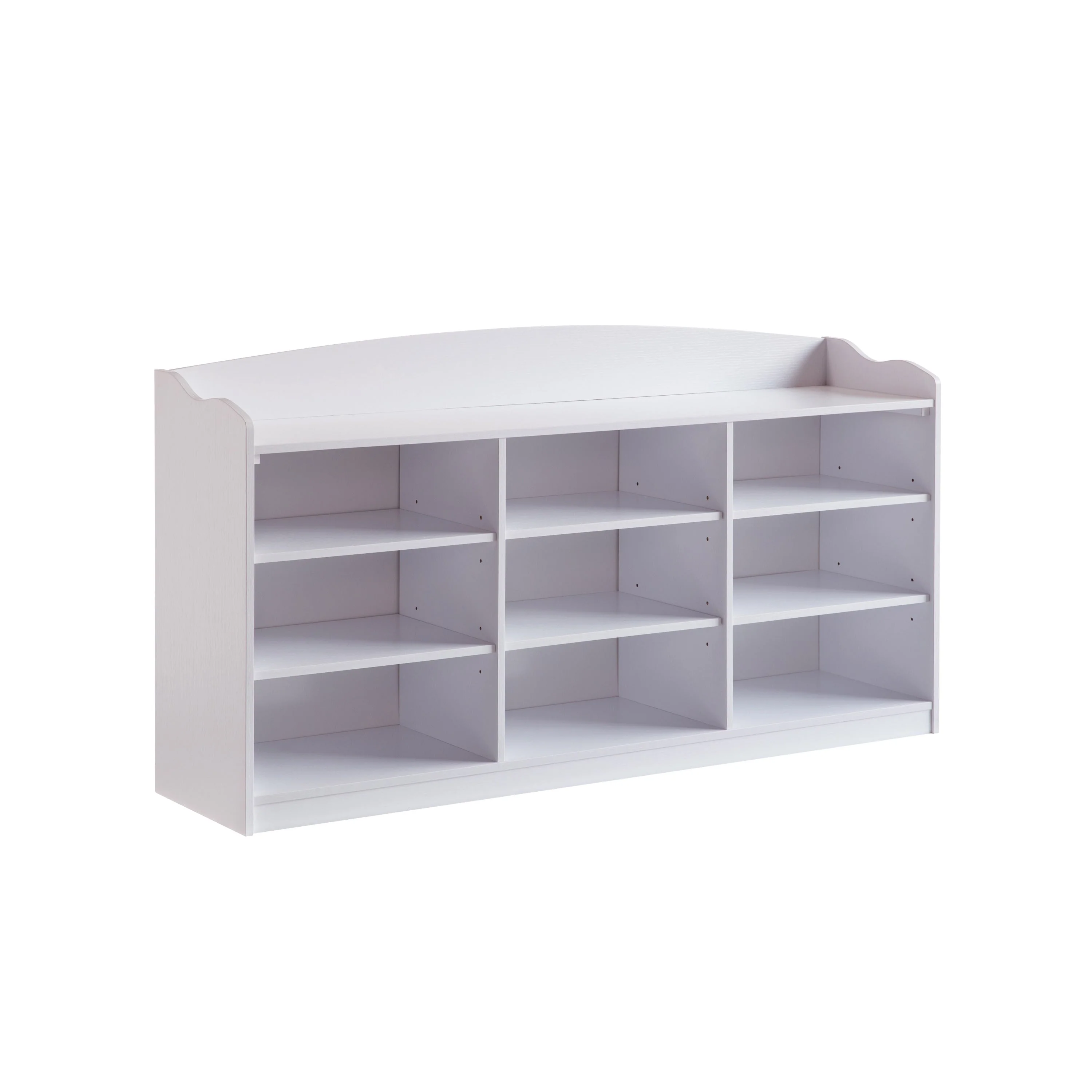 White Shoe Storage Bench with Nine Shelves Entryway Organizer - Image 3