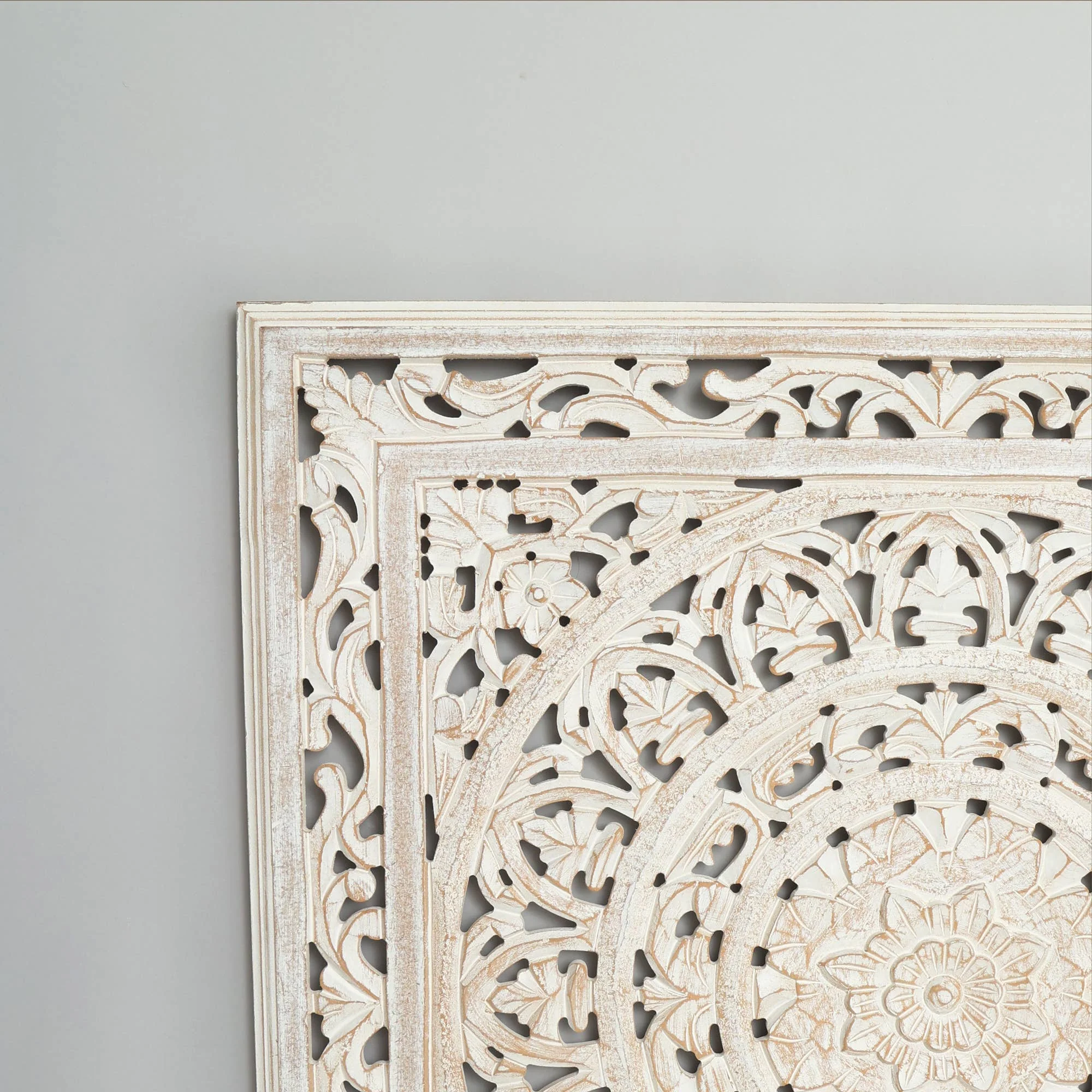 White Square Handcrafted Wooden Wall Decor – 36'x36' - Image 2