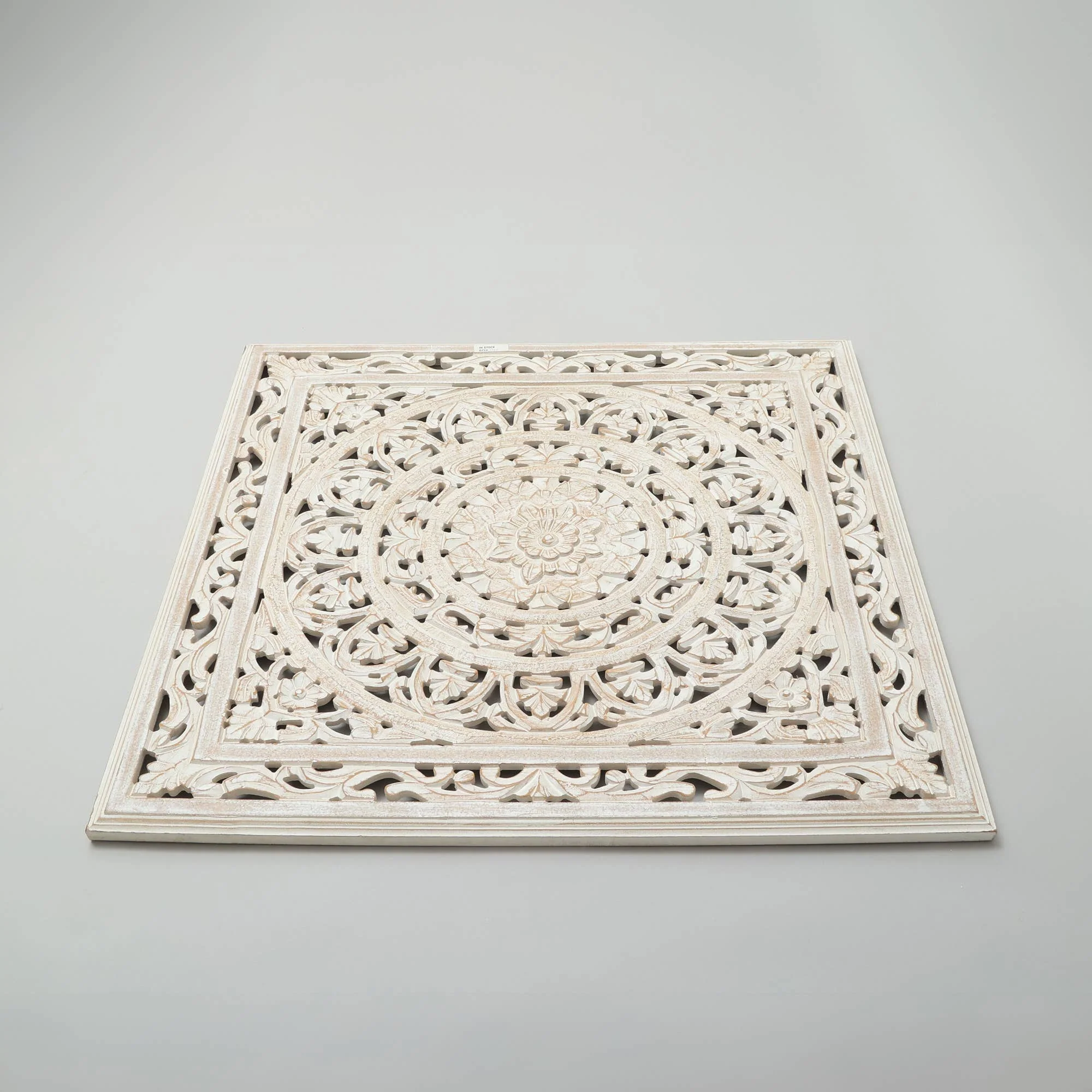 White Square Handcrafted Wooden Wall Decor – 36'x36' - Image 3