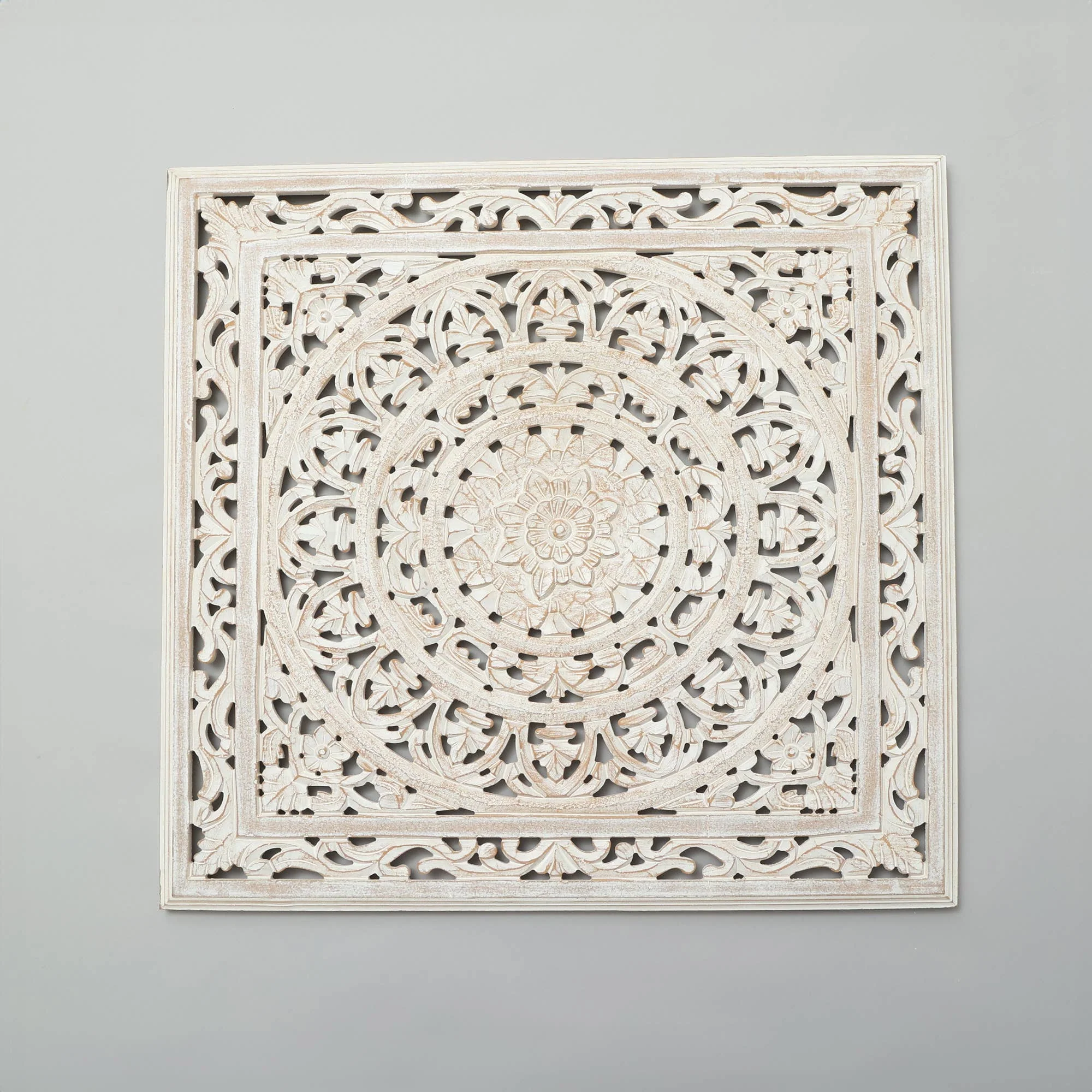White Square Handcrafted Wooden Wall Decor – 36'x36' - Image 5