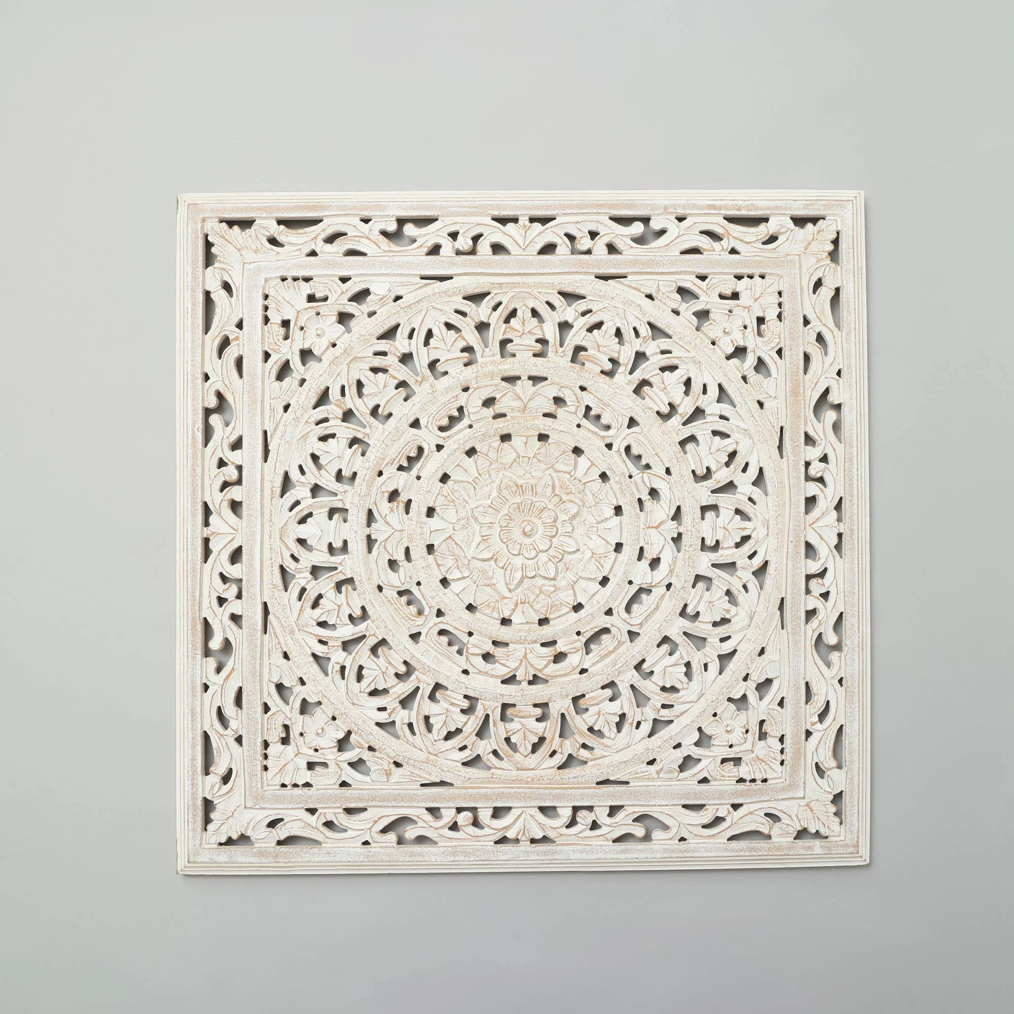 White Square Handcrafted Wooden Wall Decor – 36'x36' - Image 6