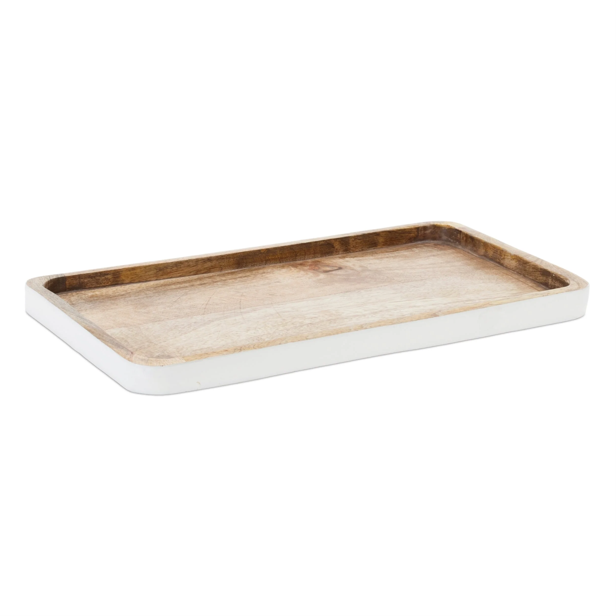 White Trimmed Wooden Tray (Set of 2) - Image 2