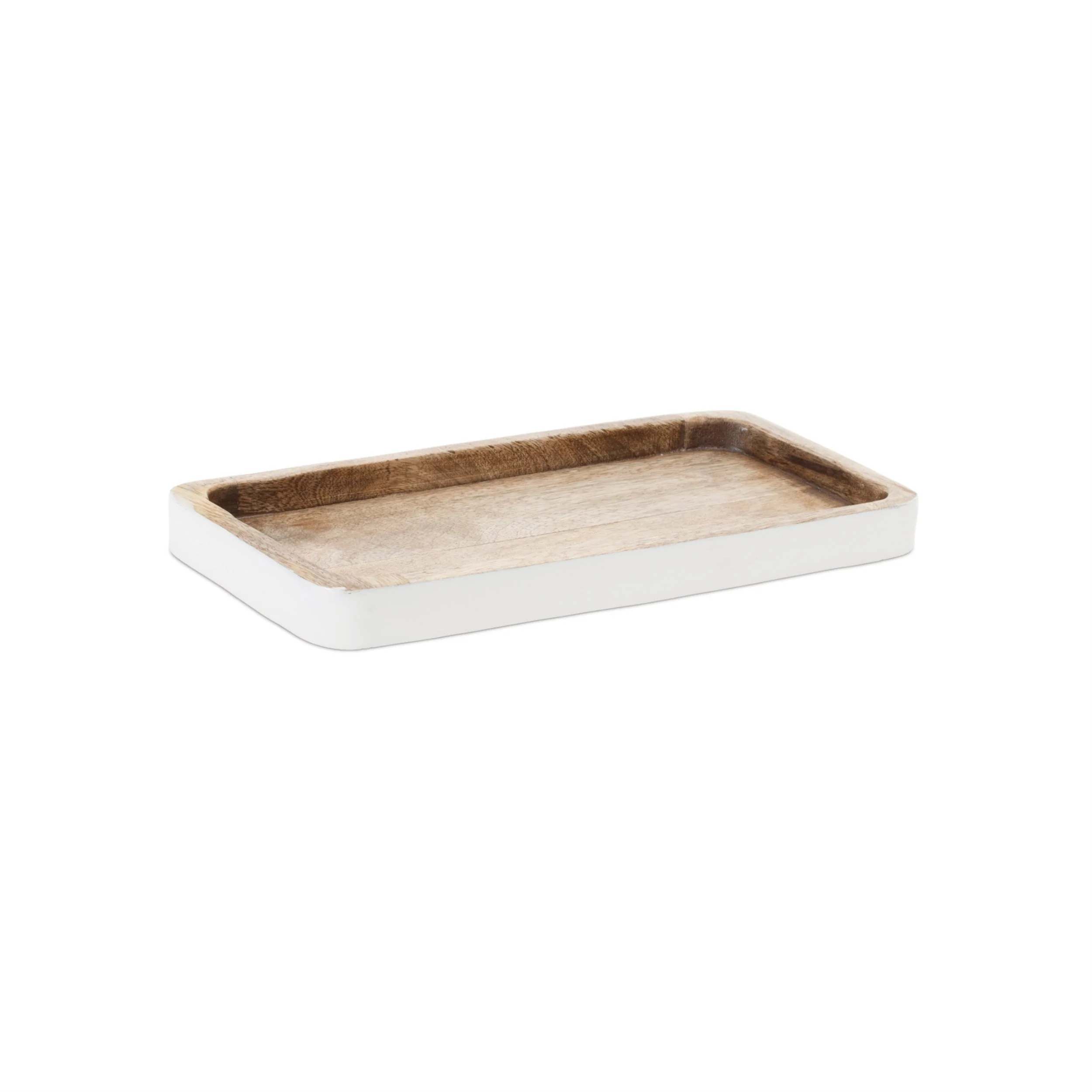 White Trimmed Wooden Tray (Set of 2) - Image 3