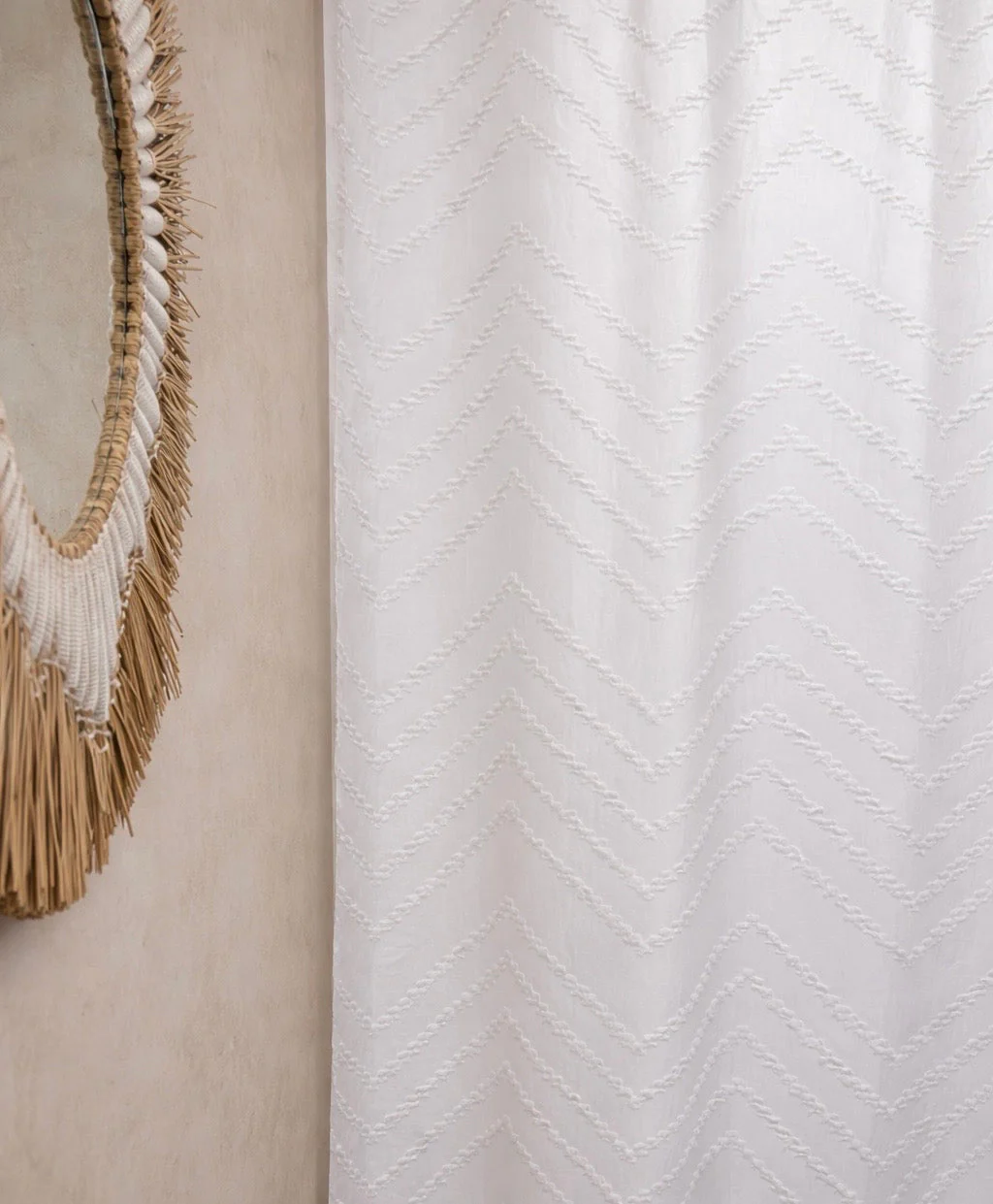 White Tufted Chevron Shower Curtain - Image 3