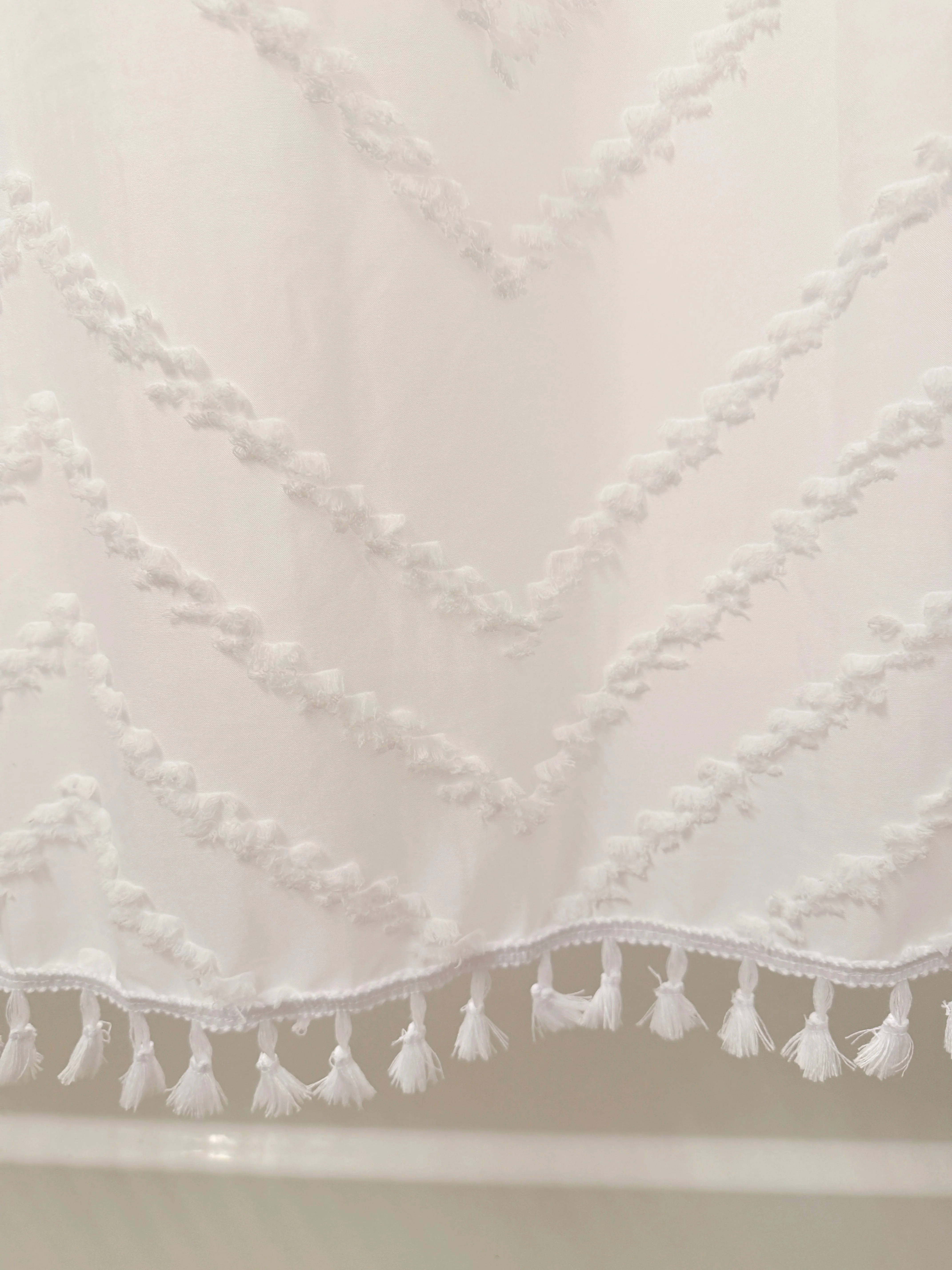 White Tufted Chevron Shower Curtain - Image 4