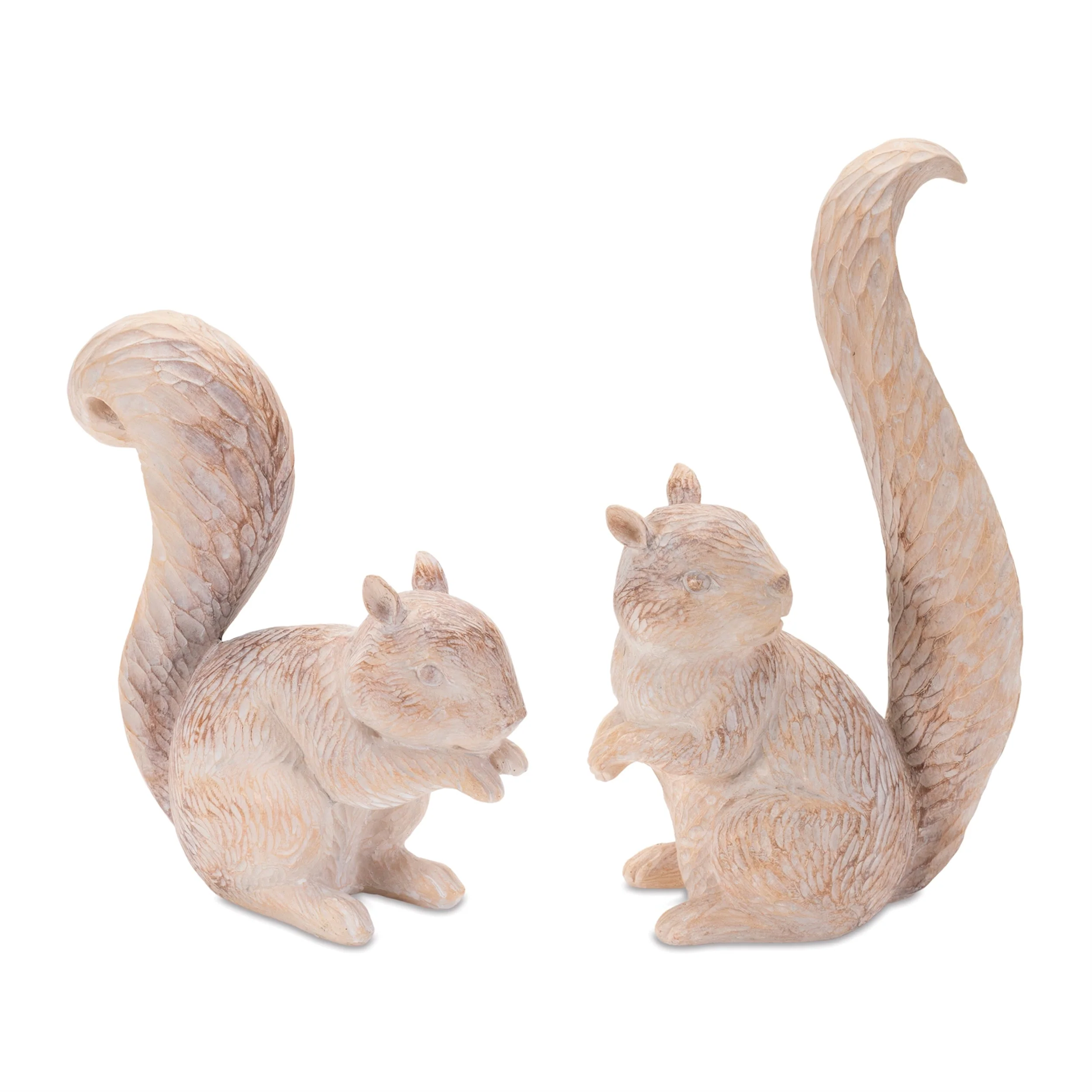 White Washed Etched Squirrel Figurine (Set of 2) - Image 2