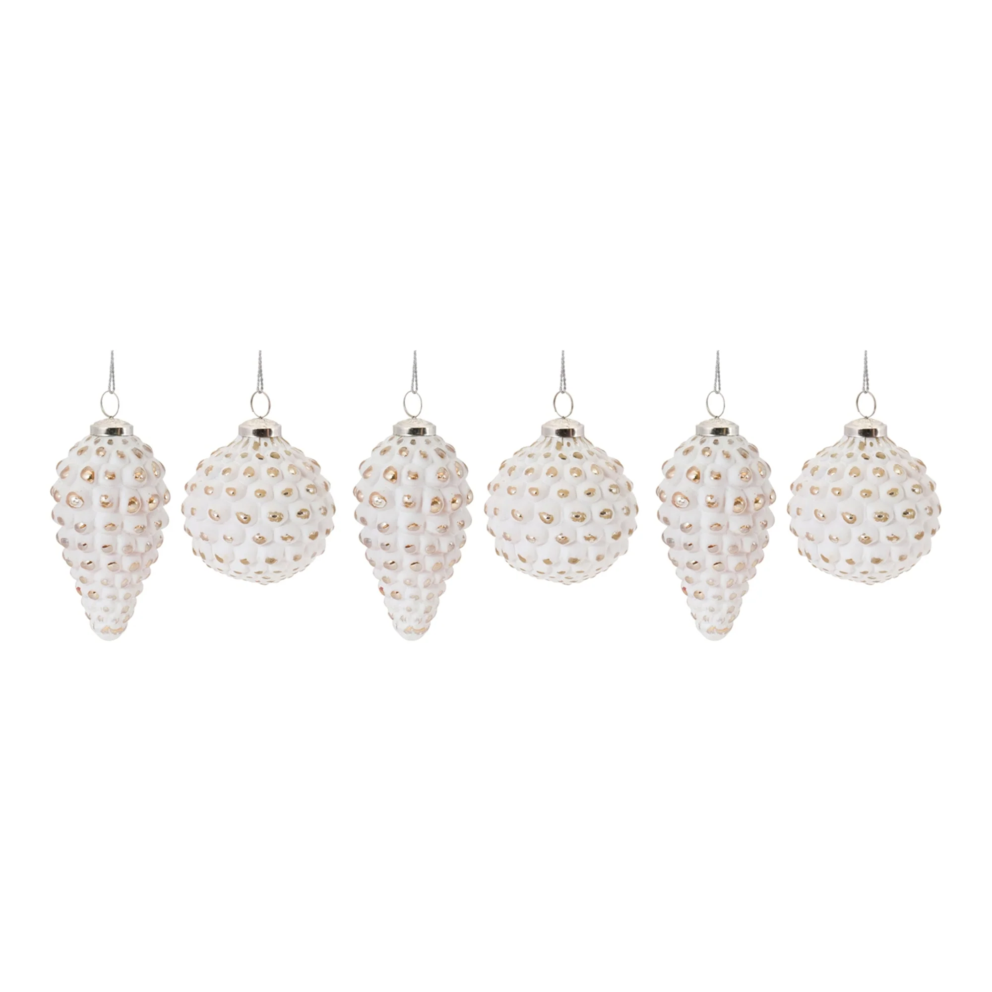 White Washed Glass Ornament (Set of 6) - Image 5