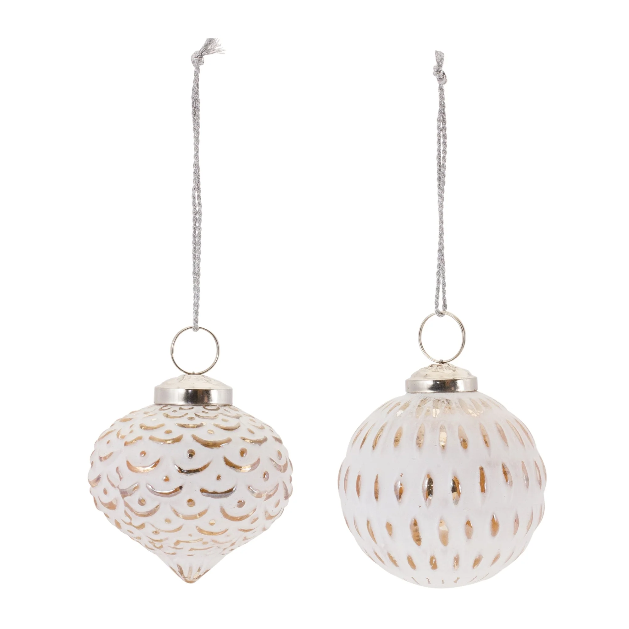 White Washed Glass Ornament (Set of 6) - Image 2