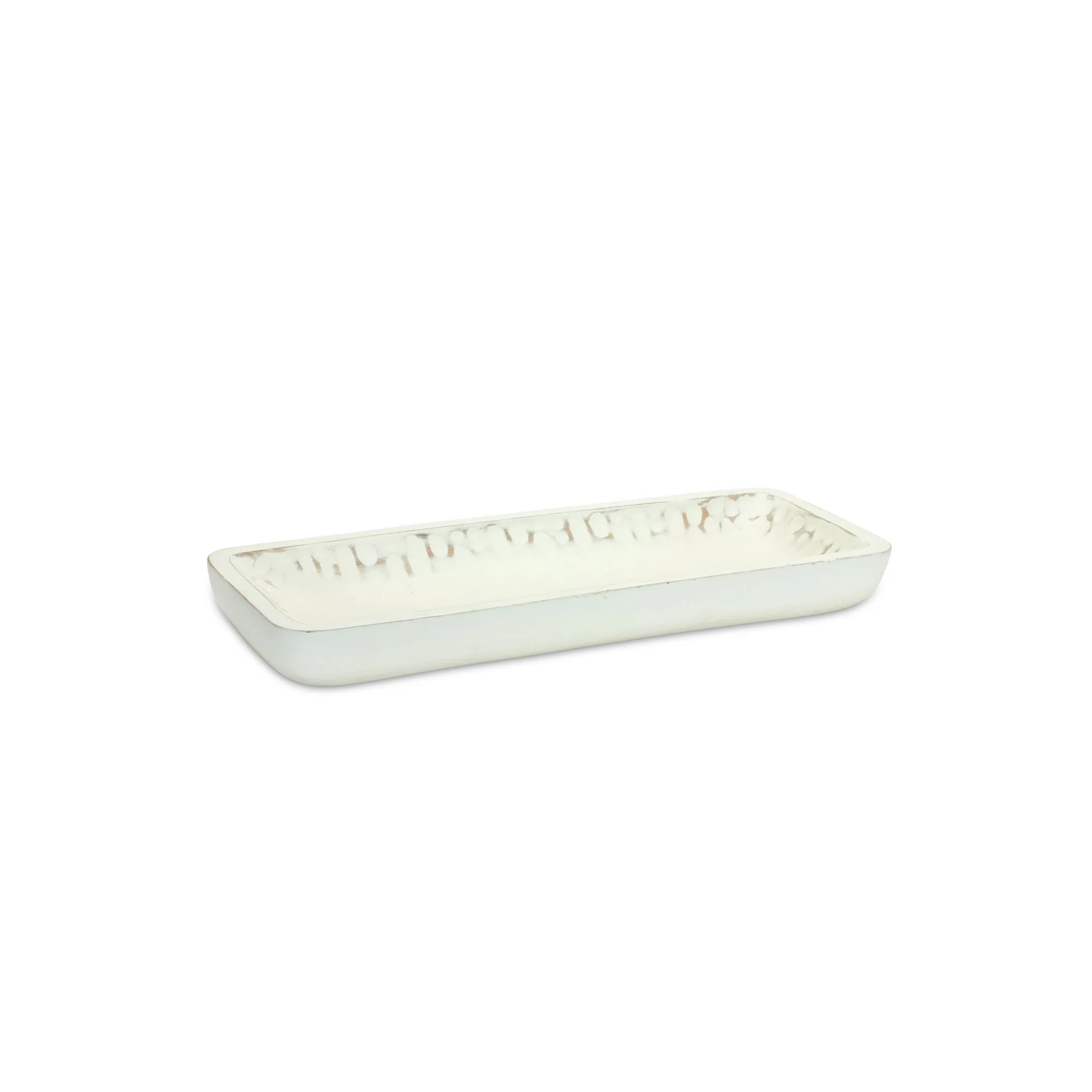White Washed Mango Wood Dough Bowl Tray (Set of 2) - Image 3