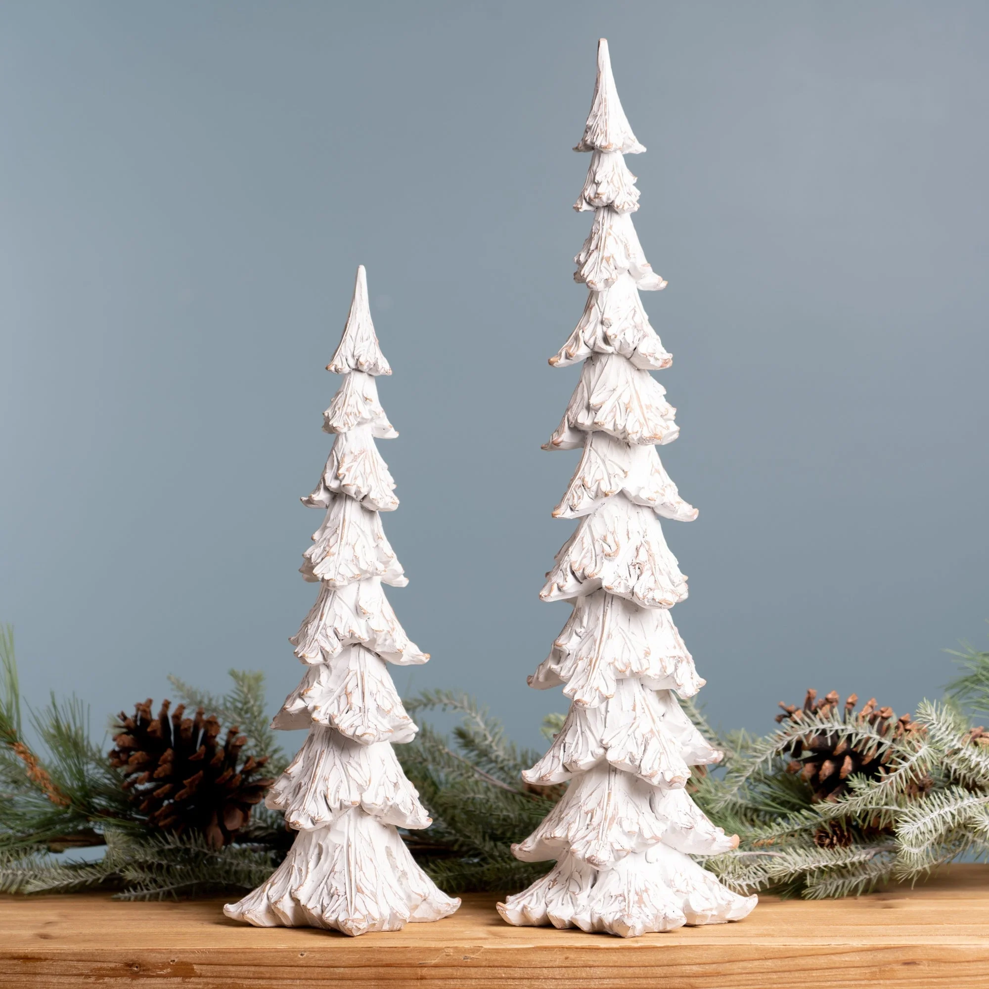 White Washed Pine Tree (Set of 2) - Image 2