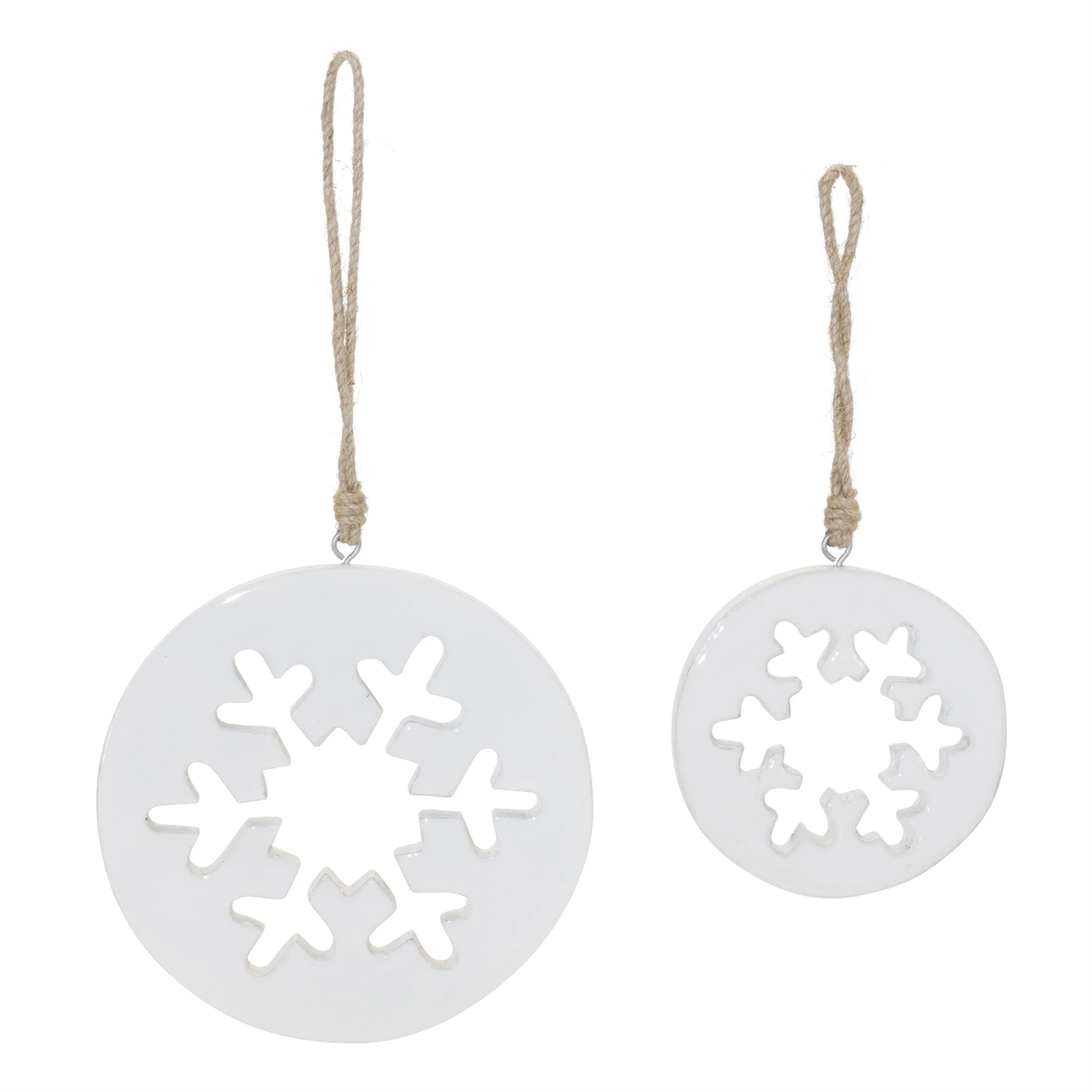 White Wood Snowflake Cut-Out Ornament (Set of 12) - Image 2