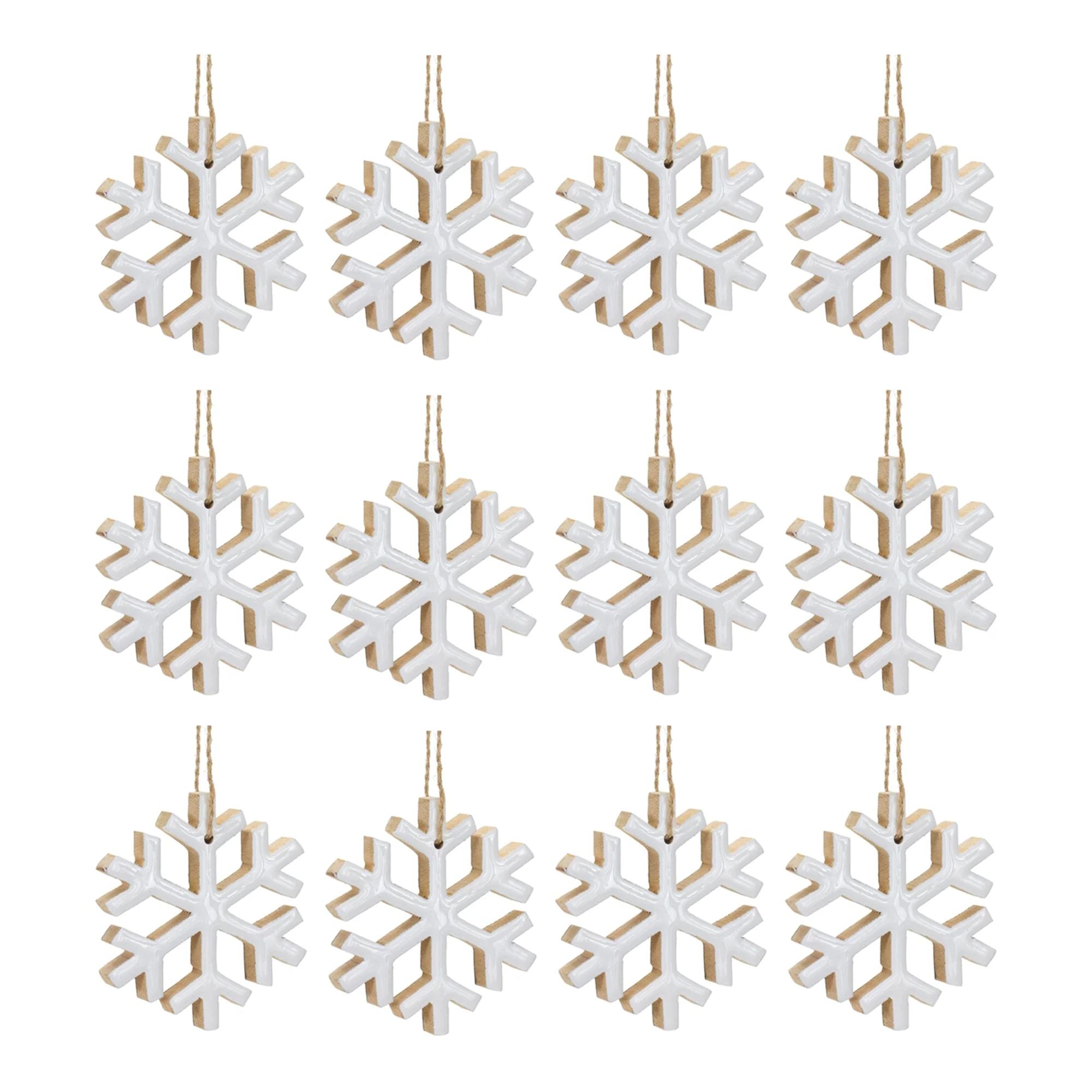 Wood Snowflake Ornament (Set of 12) - Image 3