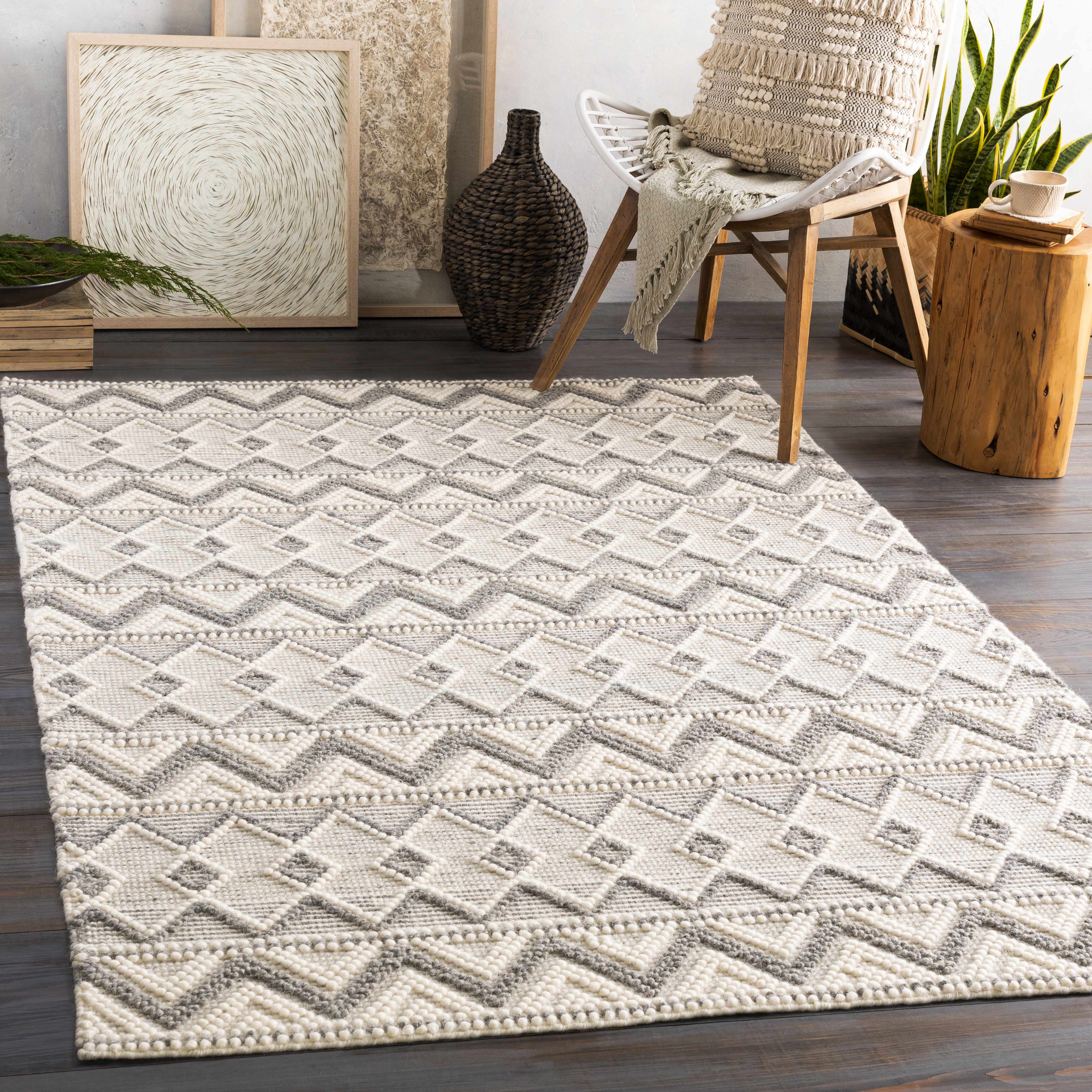 Whittington Gray&Cream Wool Rug - Clearance - Image 2