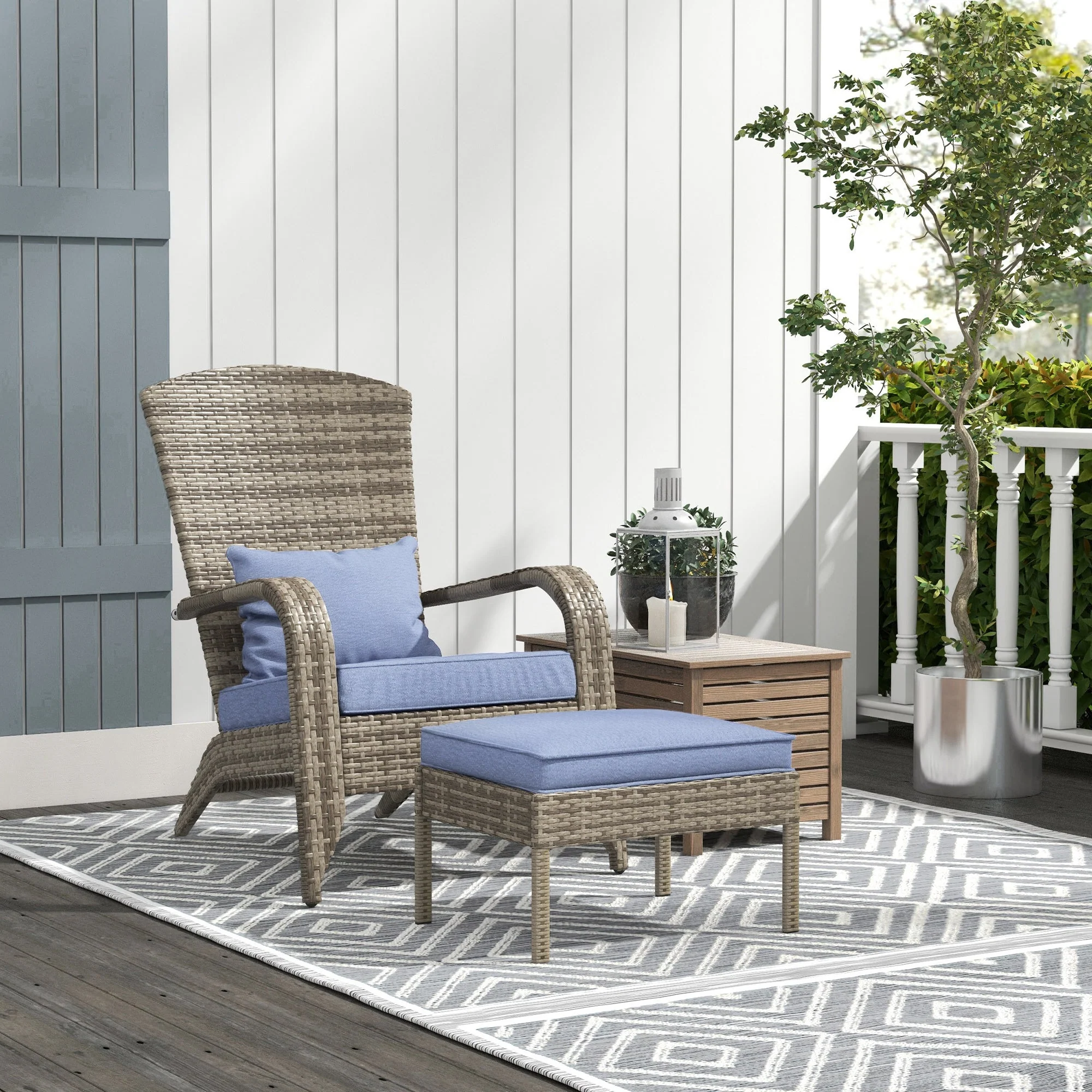 Wicker Adirondack Chair with Ottoman - Image 2
