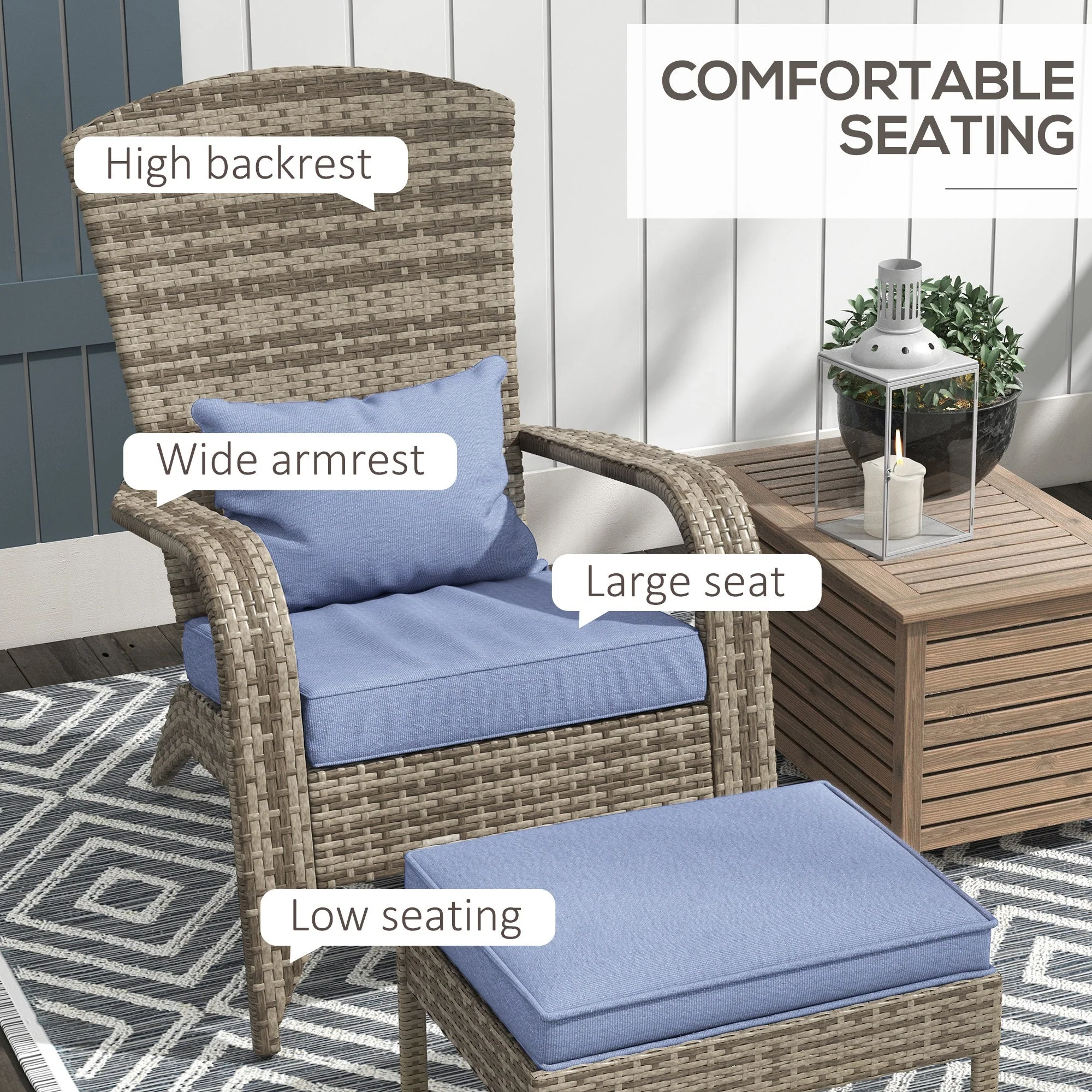 Wicker Adirondack Chair with Ottoman - Image 5