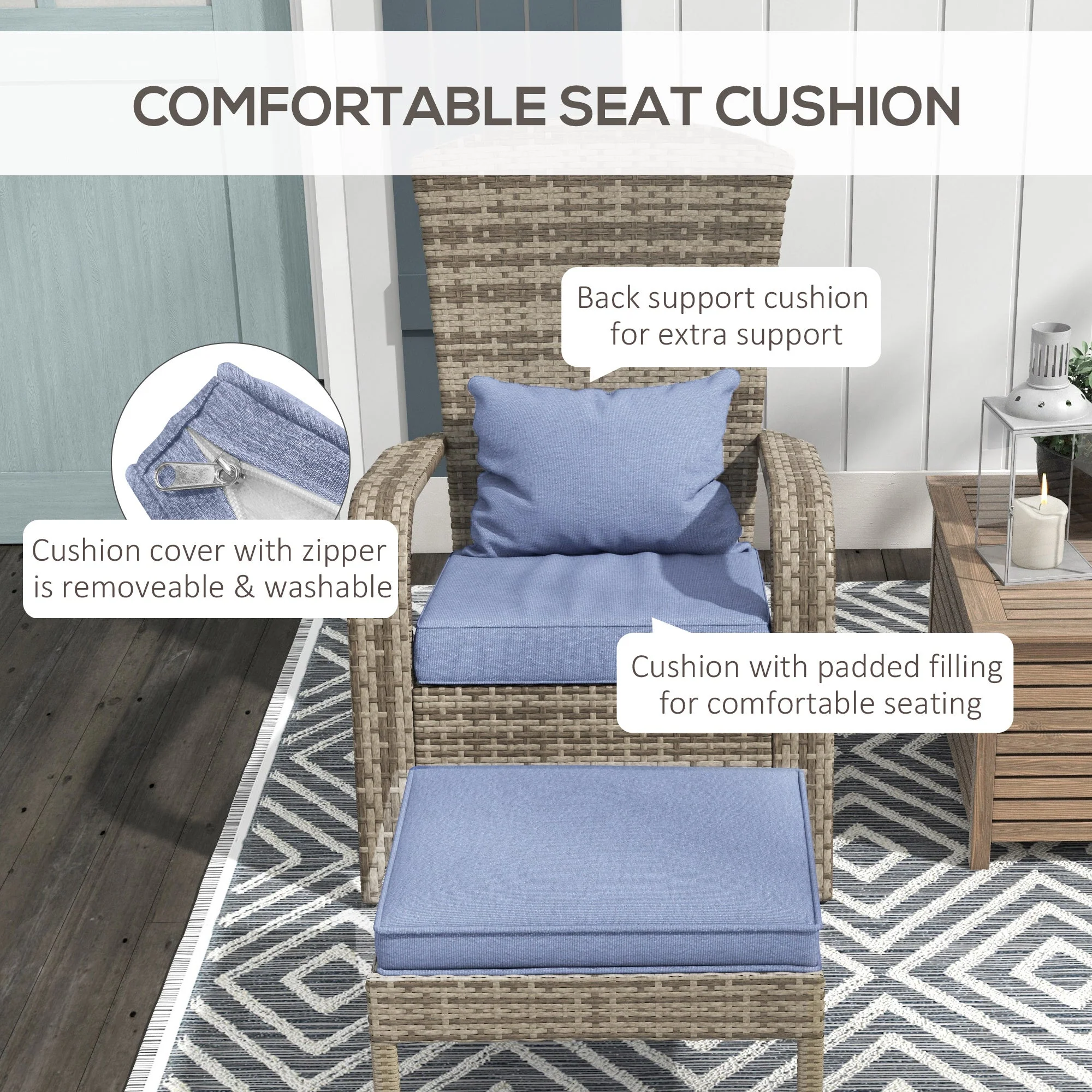 Wicker Adirondack Chair with Ottoman - Image 6