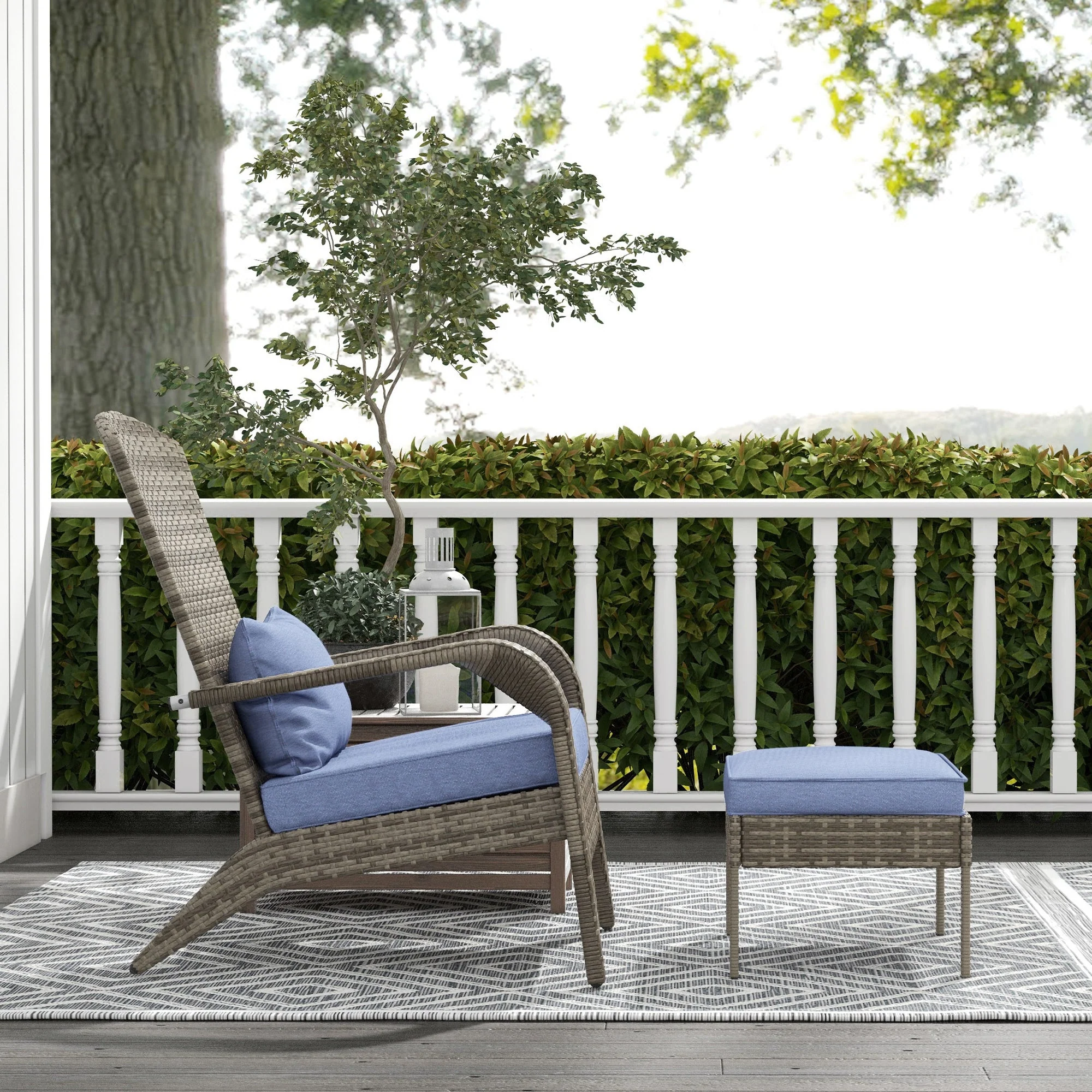 Wicker Adirondack Chair with Ottoman - Image 7