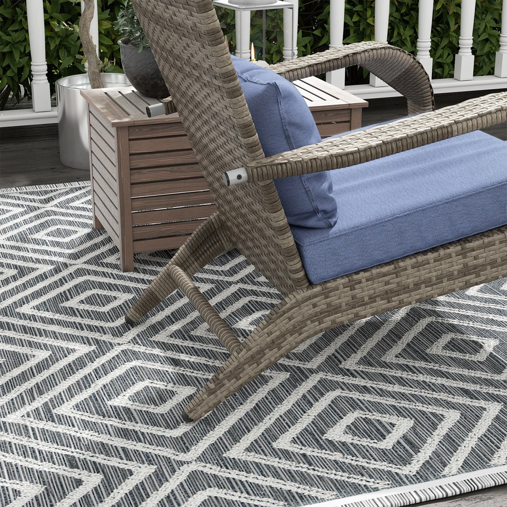 Wicker Adirondack Chair with Ottoman - Image 8