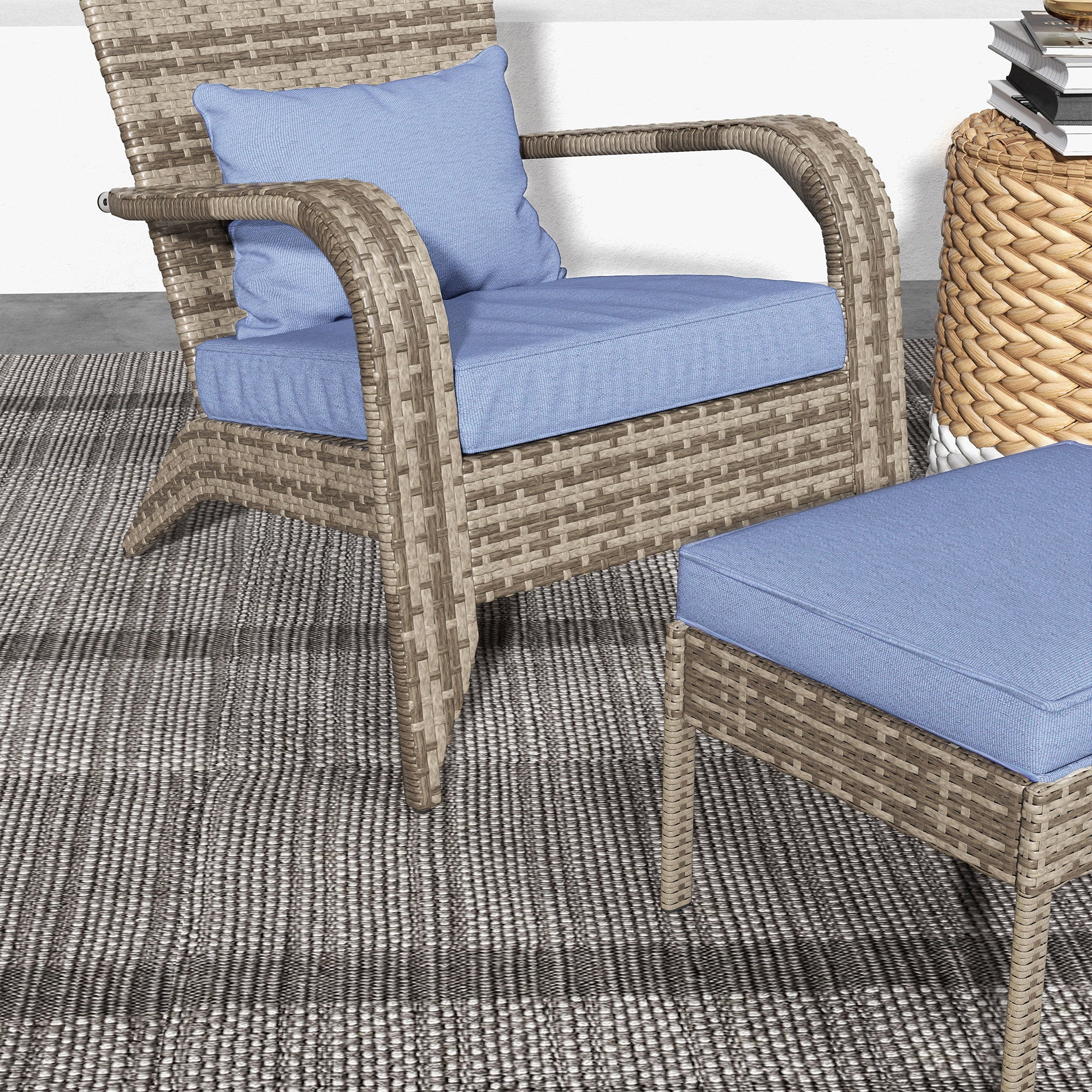 Wicker Adirondack Chair with Ottoman - Image 9