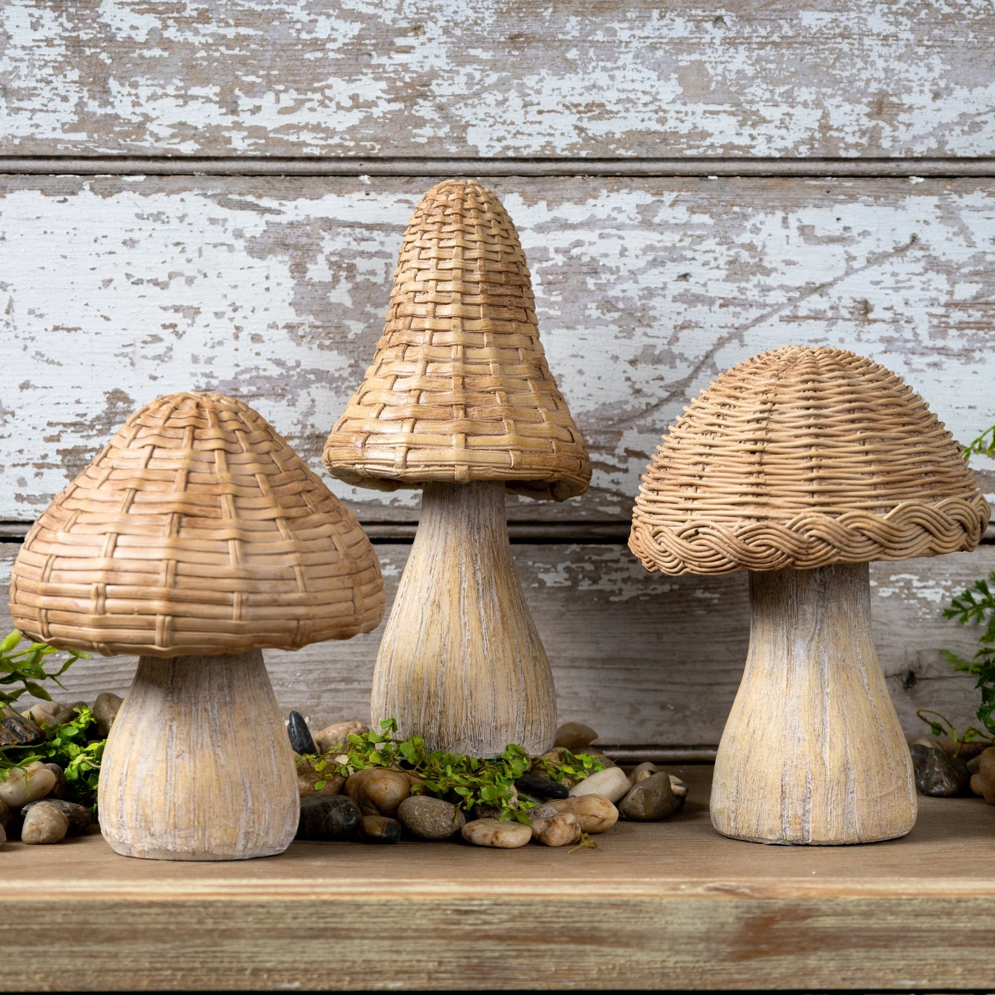 Wicker Mushroom Decor (Set of 3) - Image 2